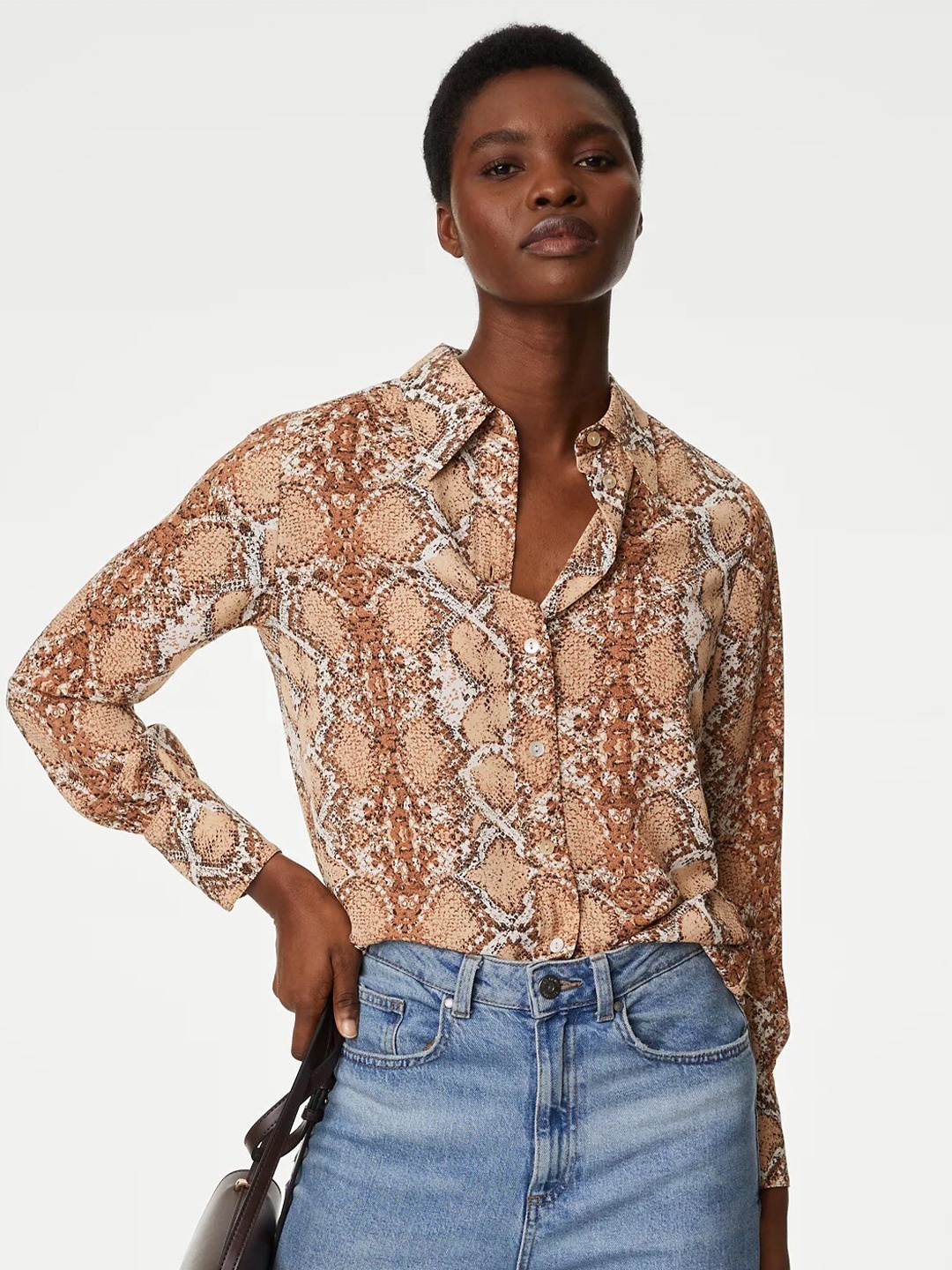 

Marks & Spencer Animal Printed Casual Shirt, Beige