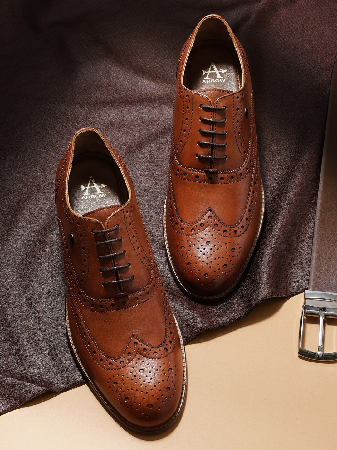 

Arrow Men Leather Formal Brogues, Tan