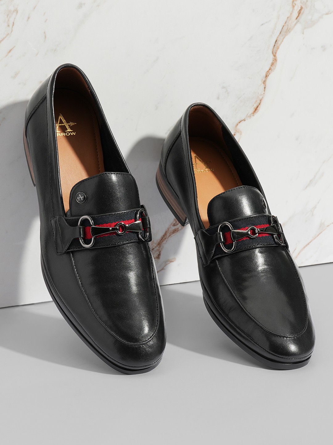 

Arrow Men Baltic Solid Leather Horsebit Loafers, Black