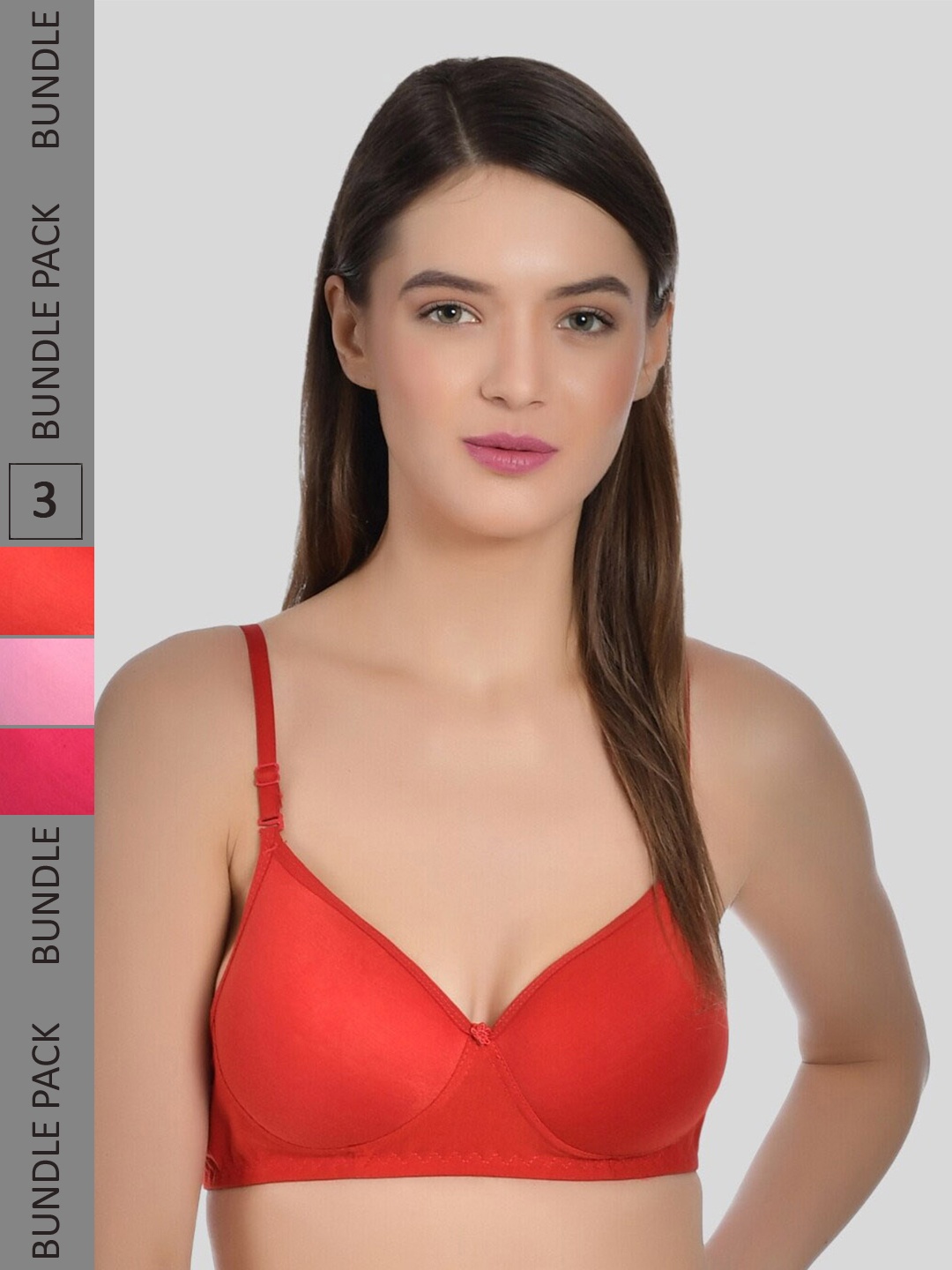 

Aimly Pack Of 3 Full Coverage Heavily Padded All Day Comfort Cotton T-shirt Bra, Pink