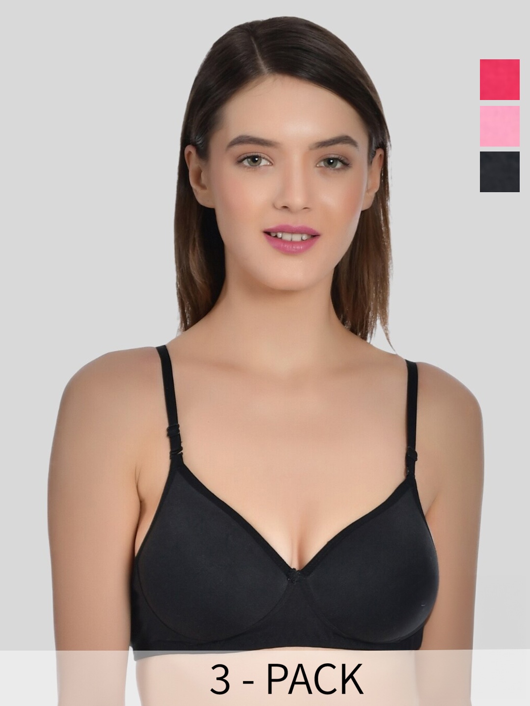 

Aimly Pack of 3 Full Coverage Heavily Padded Bra With All Day Comfort, Black