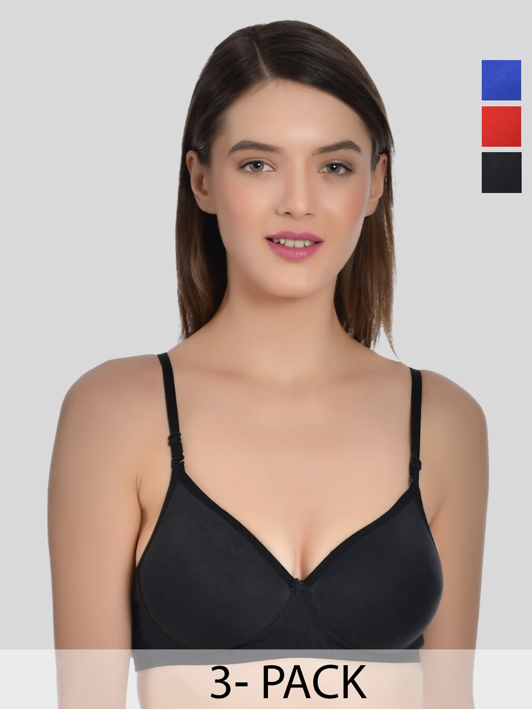 

Aimly Pack Of 3 Full Coverage Heavily Padded All Day Comfort Cotton T-shirt Bra, Black