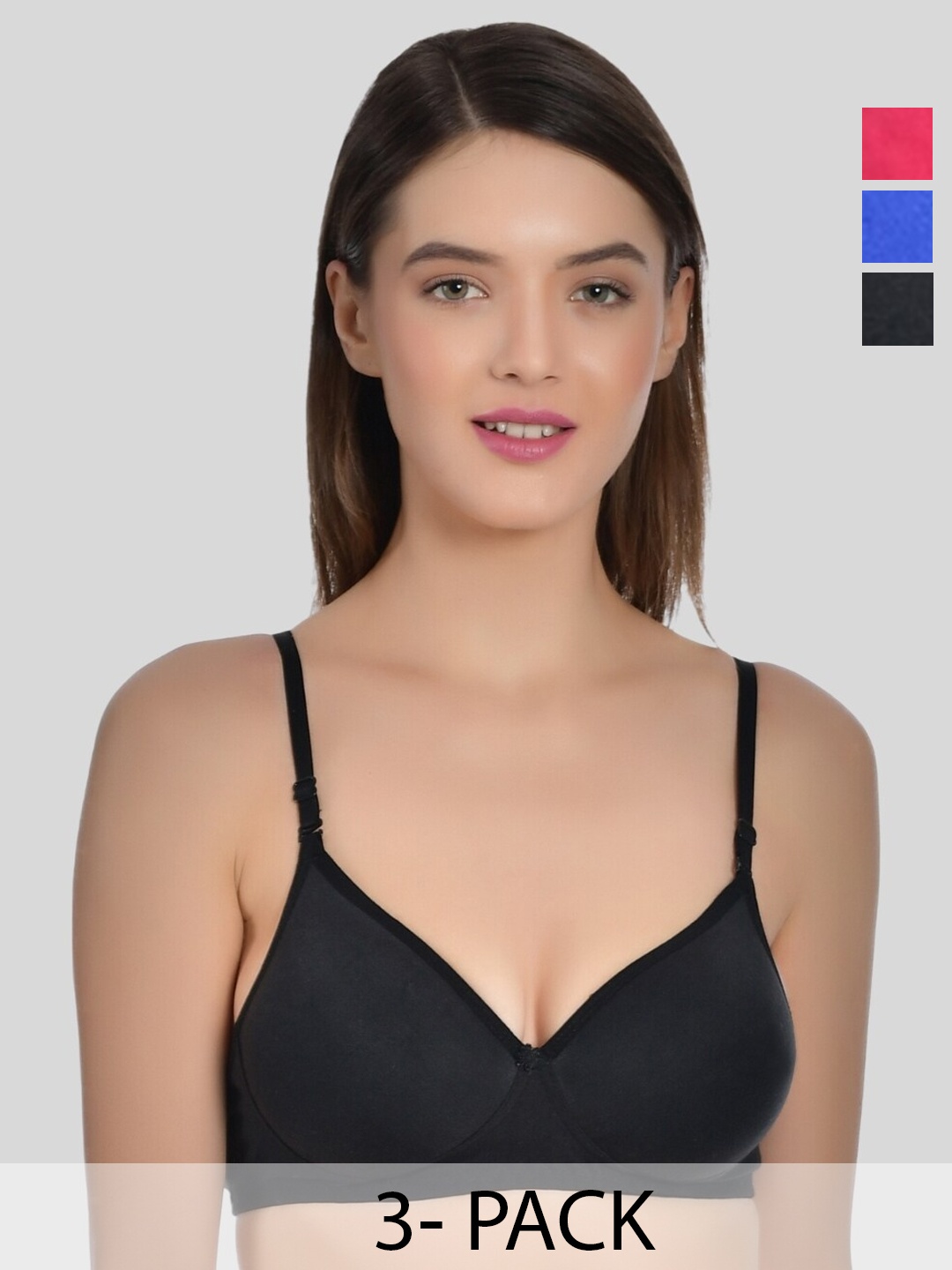 

Aimly Pack Of 3 Full Coverage Heavily Padded Bra, Black