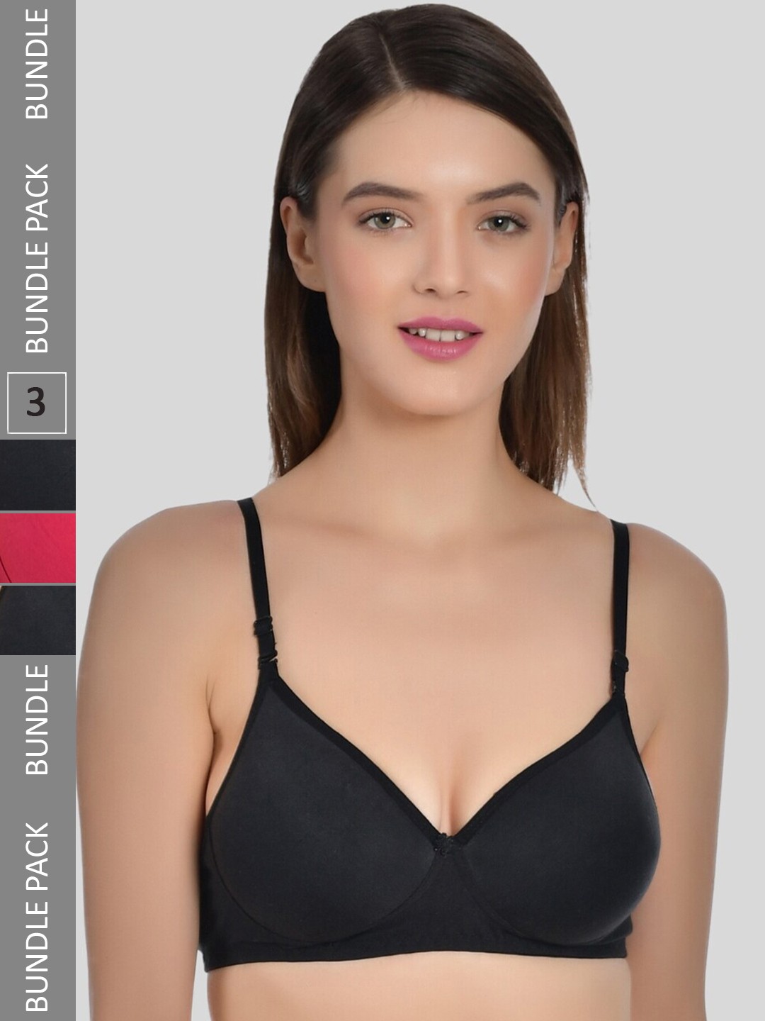 

Aimly Pack Of 3 Full Coverage Heavily Padded Bra, Black