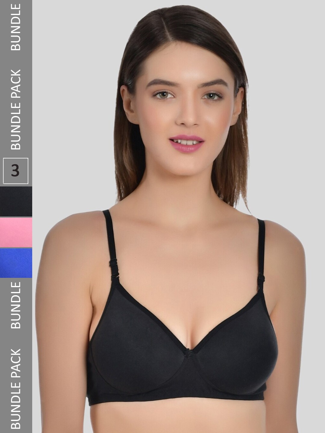 

Aimly Pack Of 3 Full Coverage Heavily Padded Bra, Black