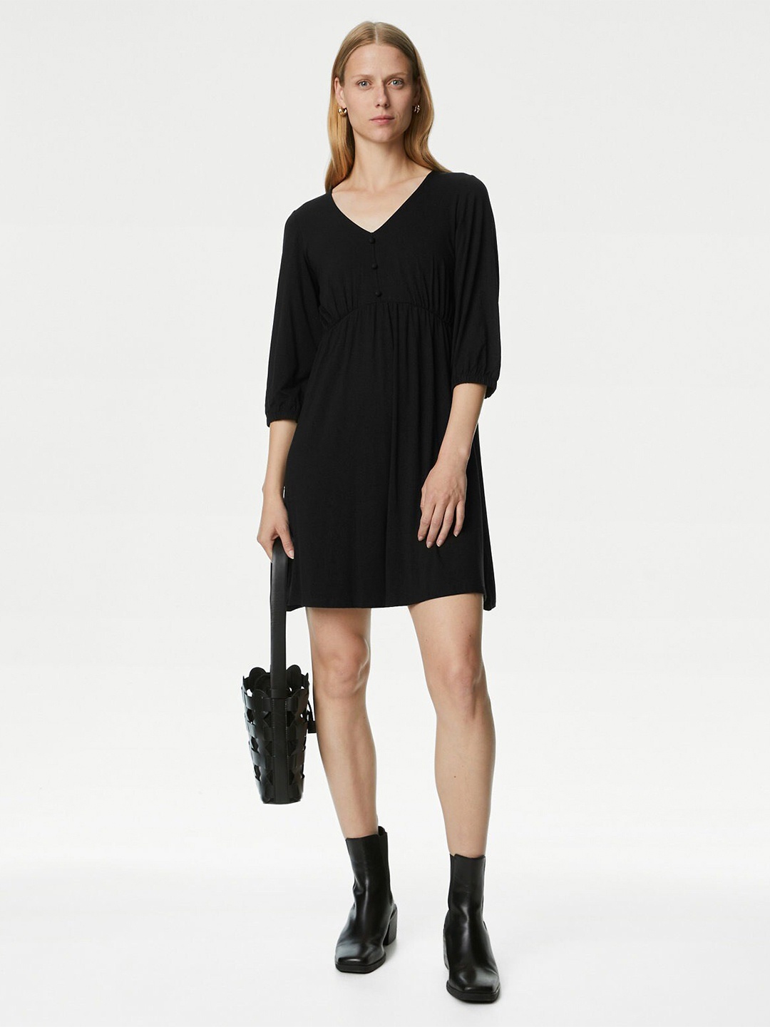 

Marks & Spencer V-Neck A-Line Mini Dress, Black