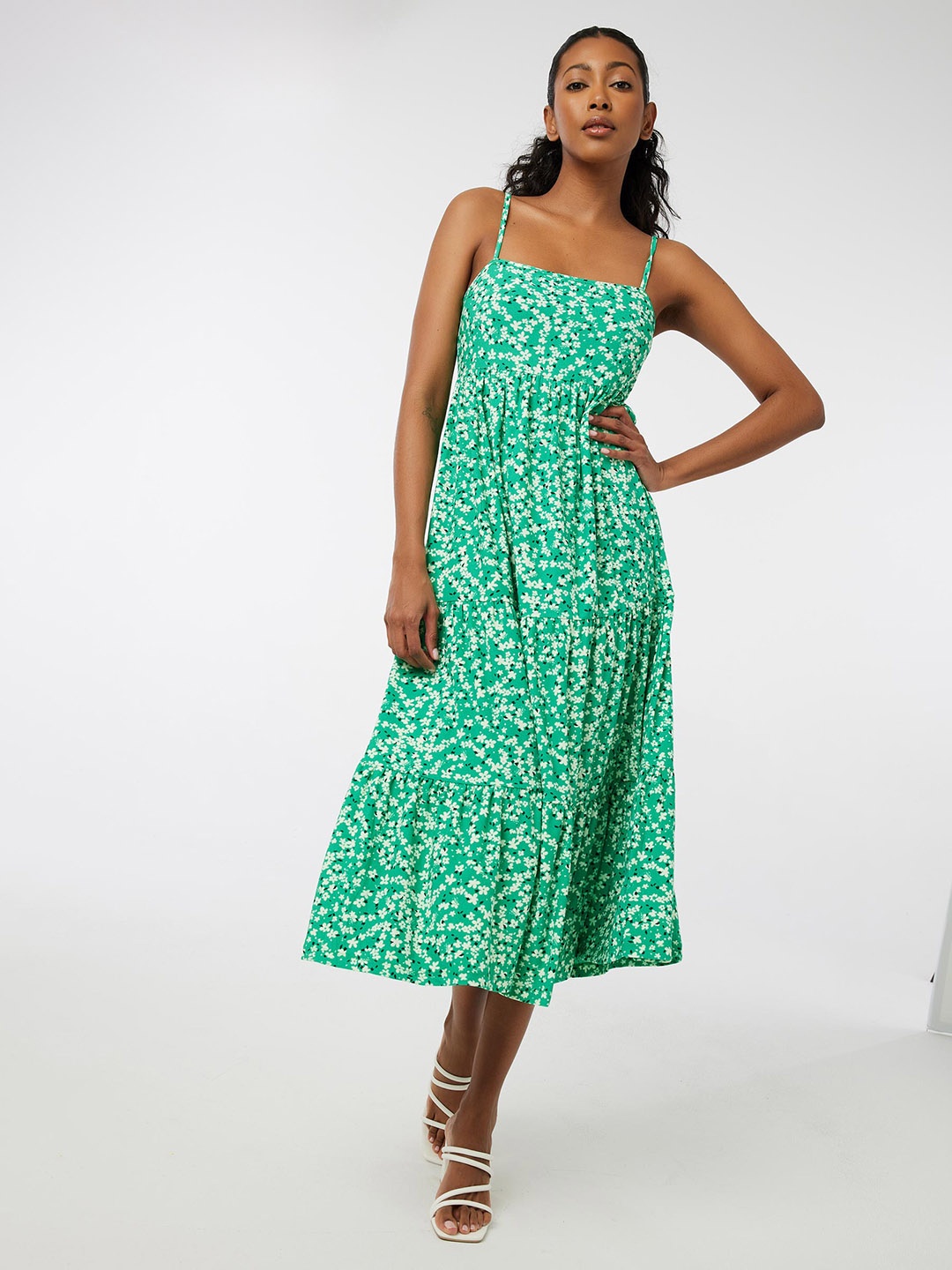

Ardene Floral Printed Sleeveless Fit & Flare Midi Dress, Green