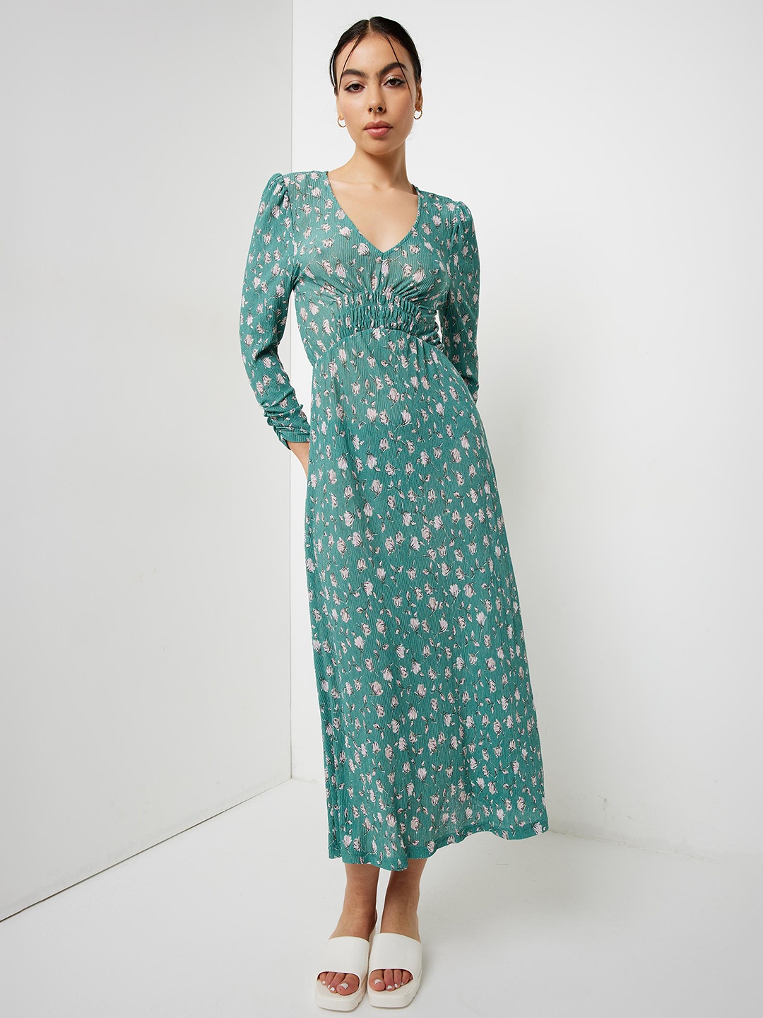 

Ardene Floral Printed Fit & Flare Midi Dress, Green