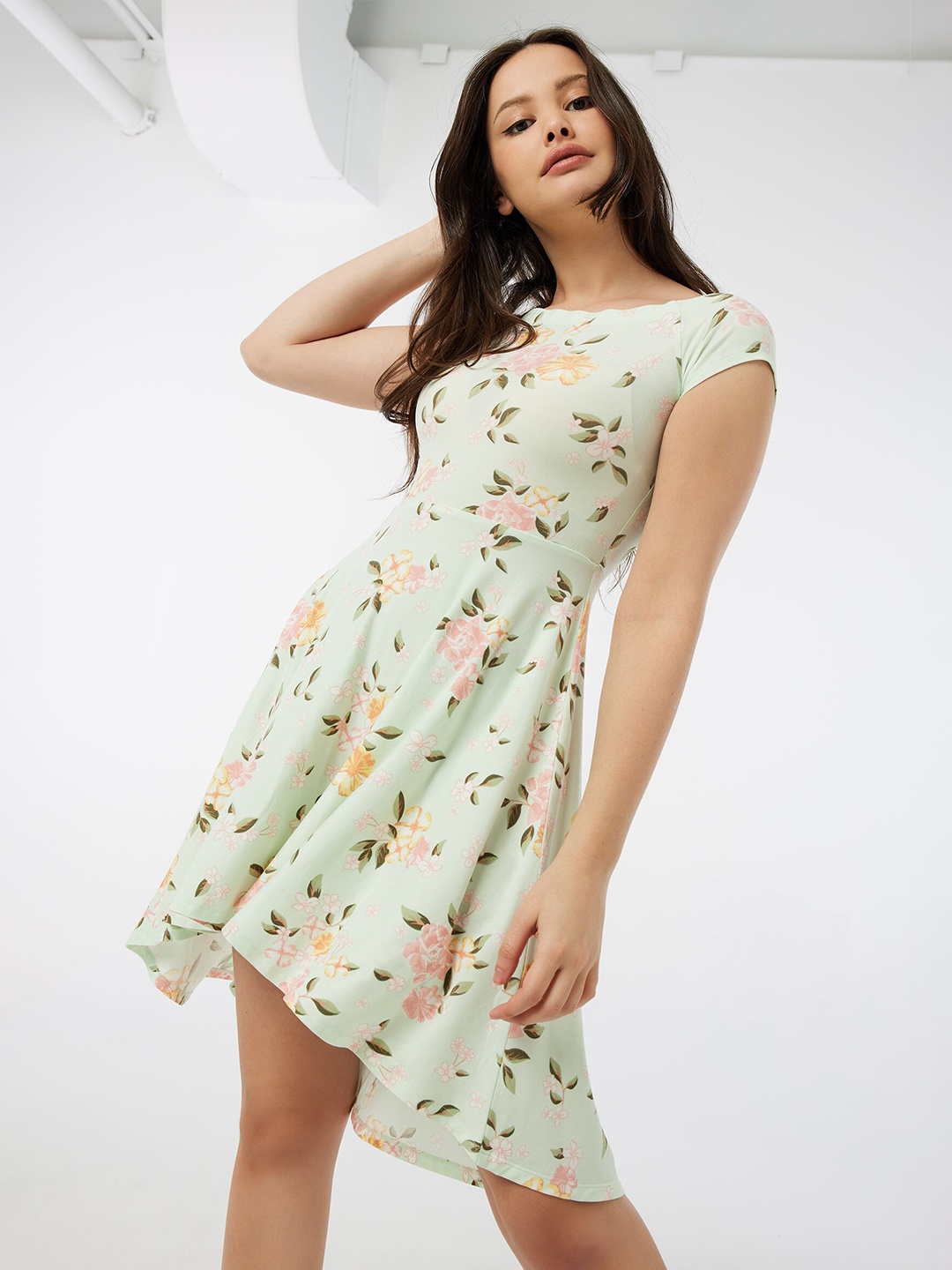 

Ardene Floral Printed Fit and Flare Dress, Green