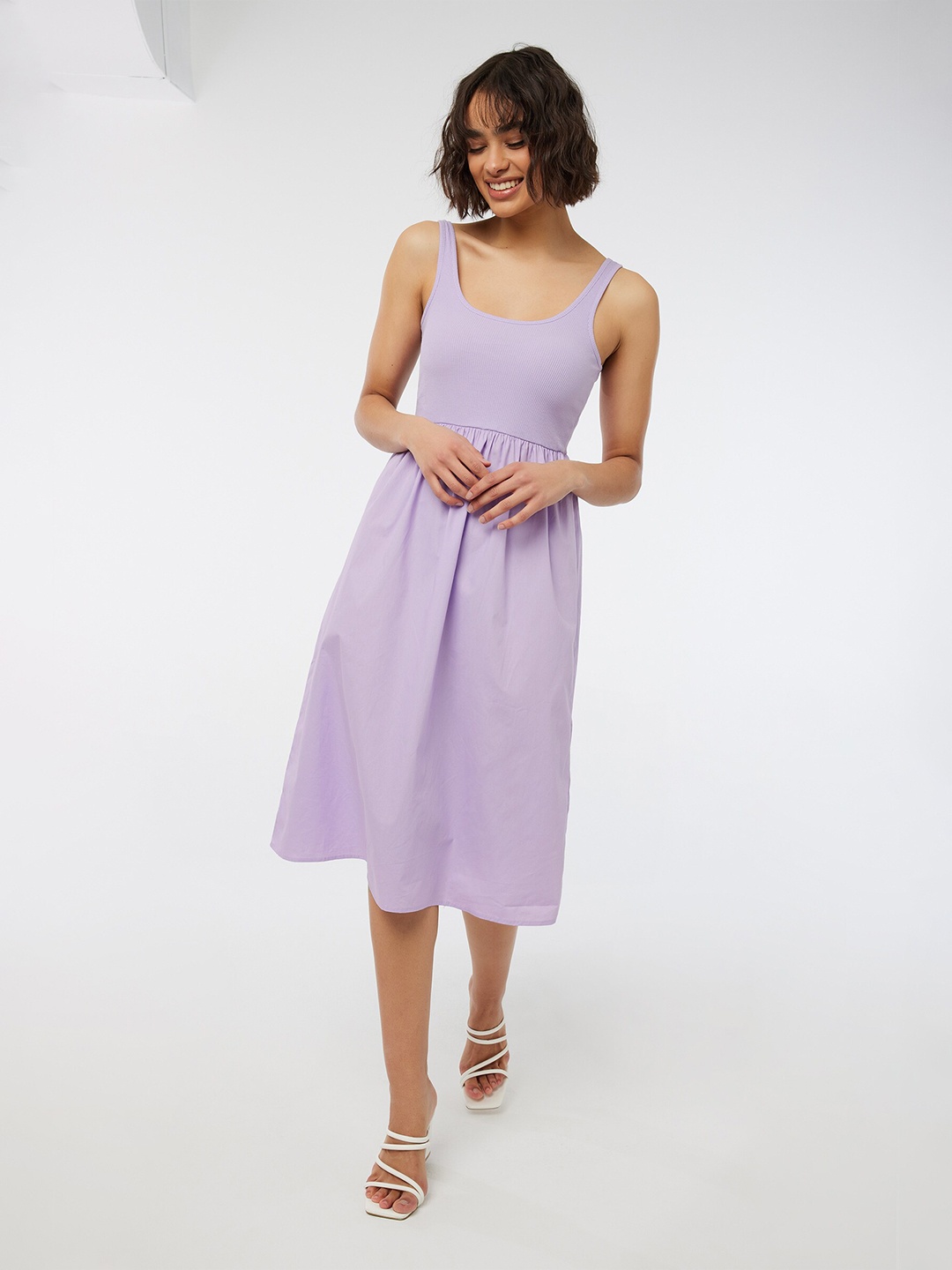 

Ardene Round Neck Cotton Fit & Flare Dress, Purple