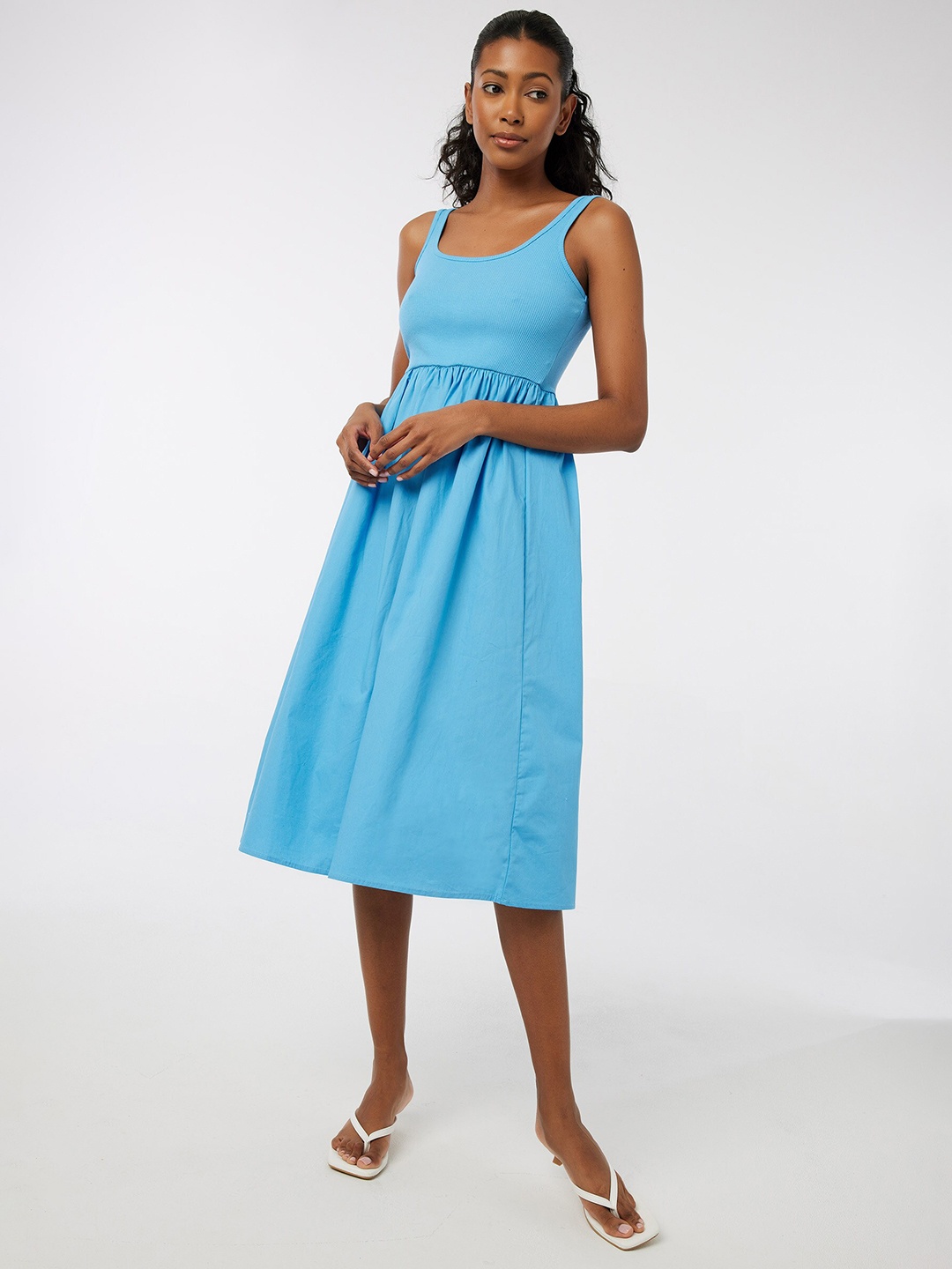 

Ardene Scoop Neck Cotton Fit & Flare Dress, Blue