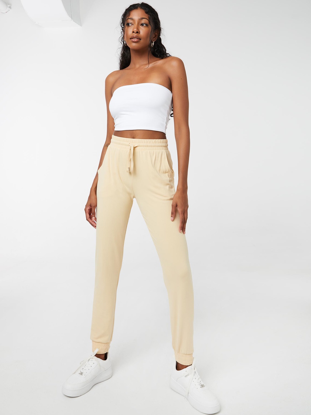 

Ardene Women Mid-rise Regular Joggers, Beige