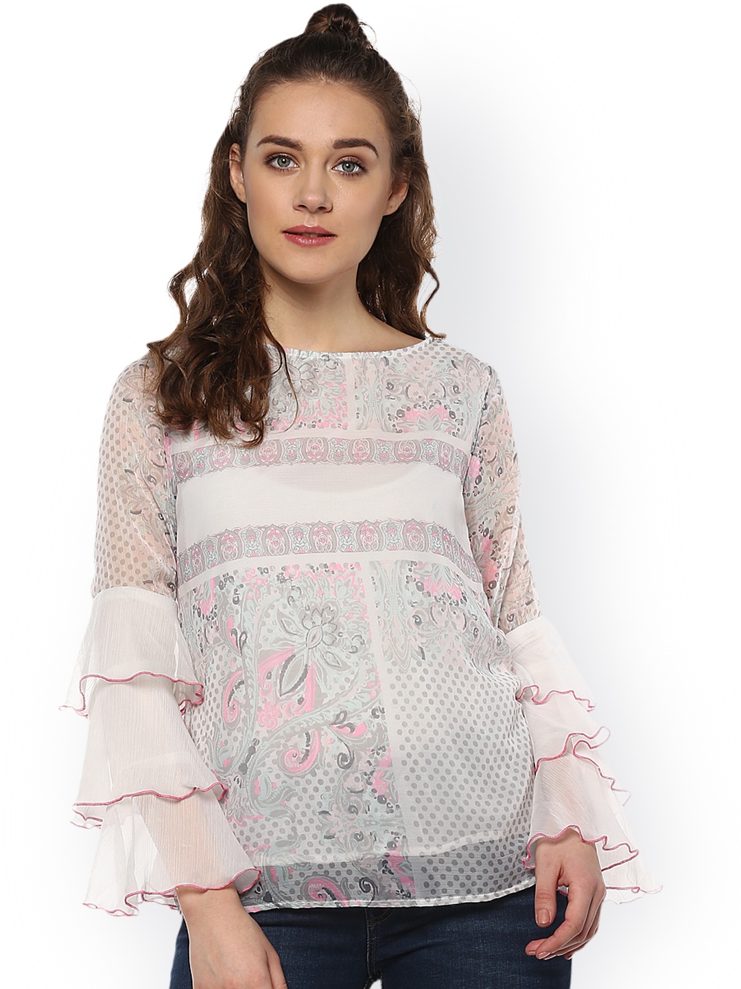 

StyleStone Women Off-White Printed Top