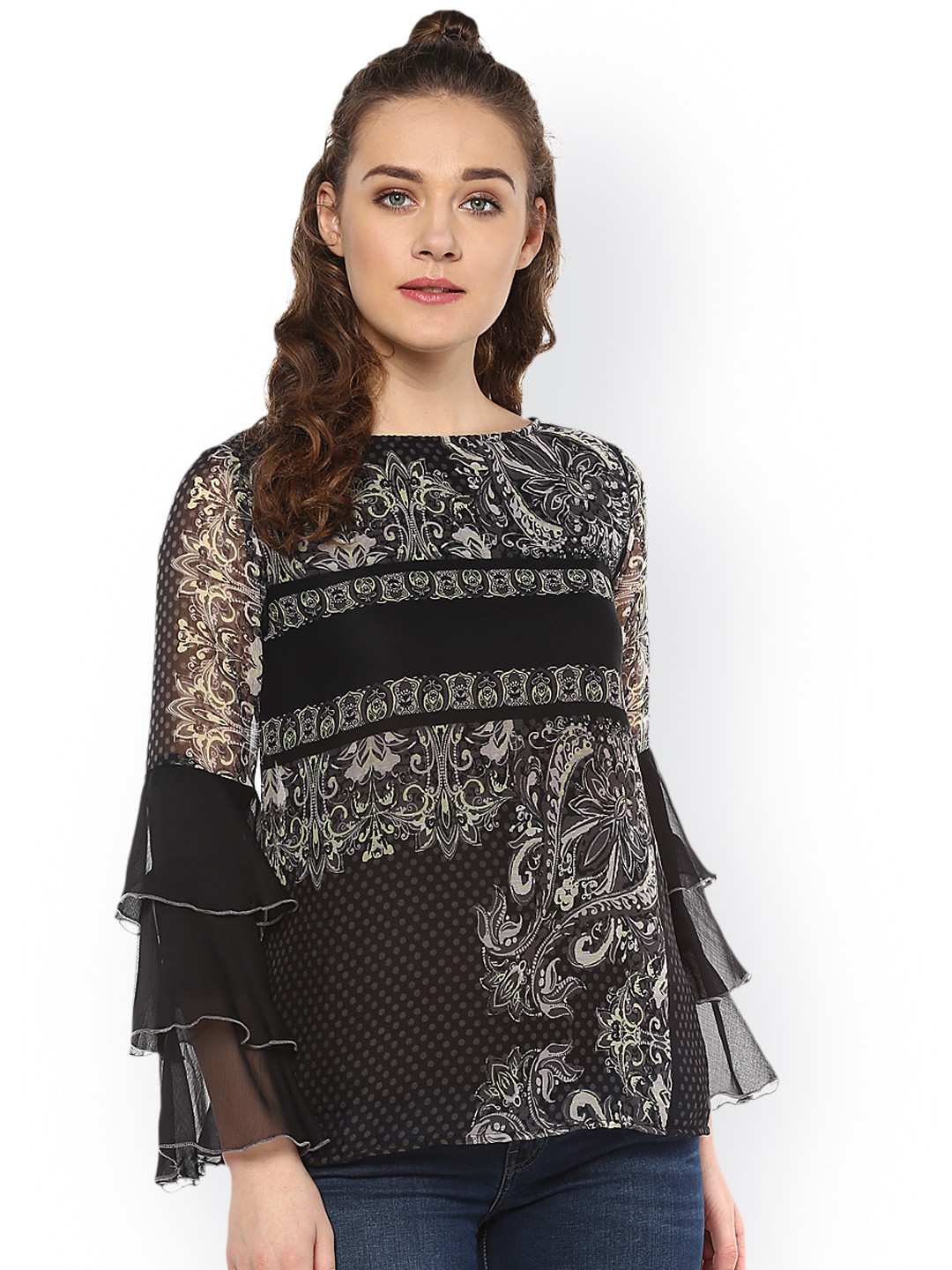

StyleStone Women Black Printed Top