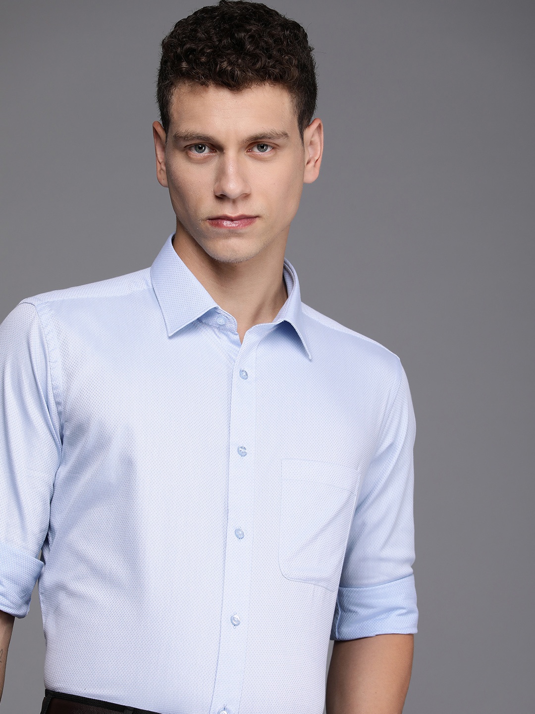 

Raymond Slim Fit Opaque Pure Cotton Formal Shirt, Blue