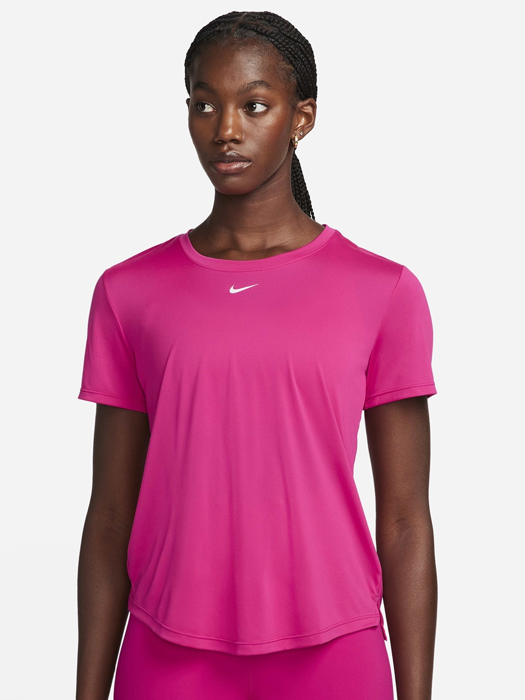 

Nike Brand Logo Printed Round Neck Dri-Fit Sports Top, Pink