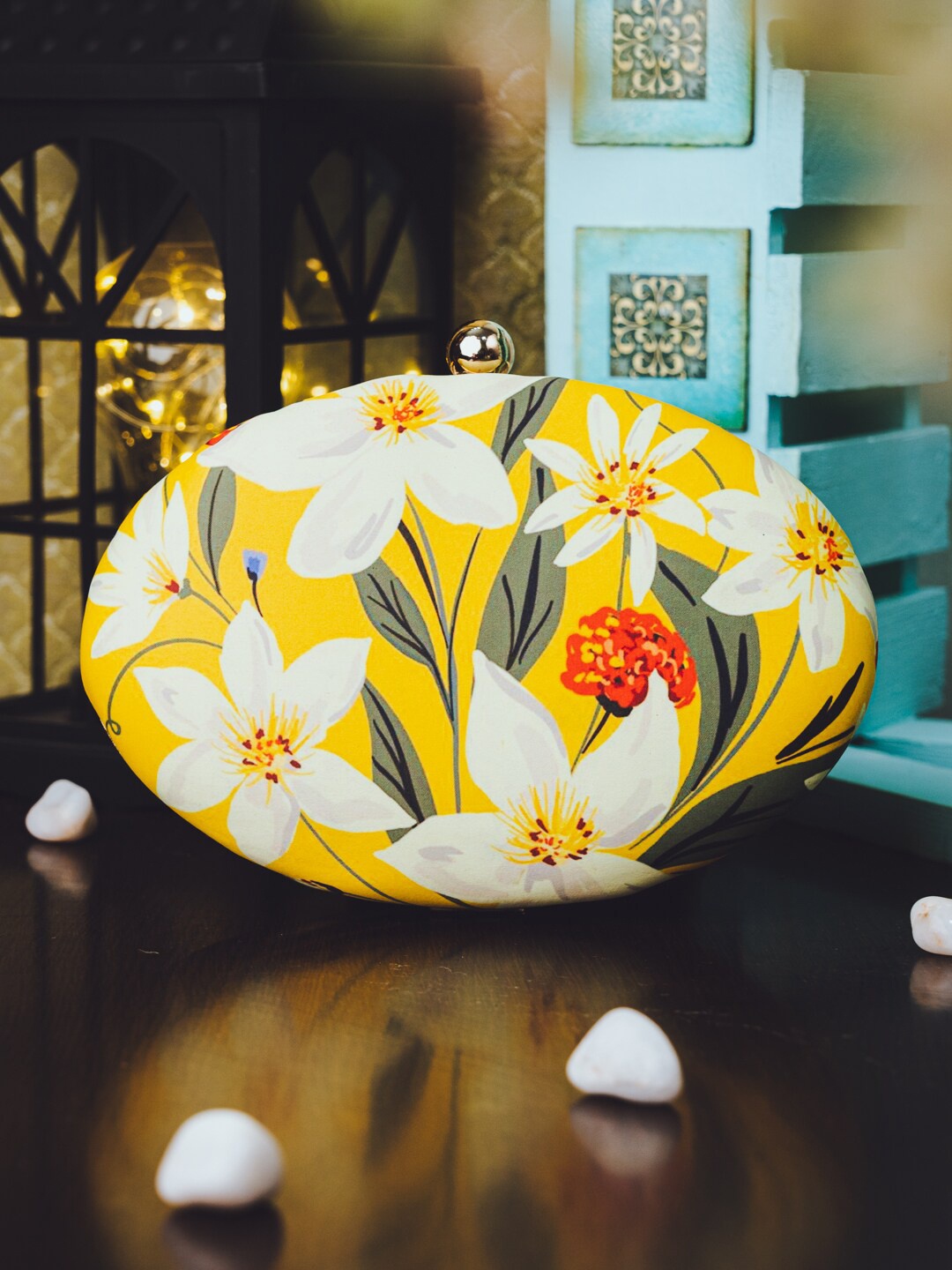

Sangria Printed Box Clutch, Peach