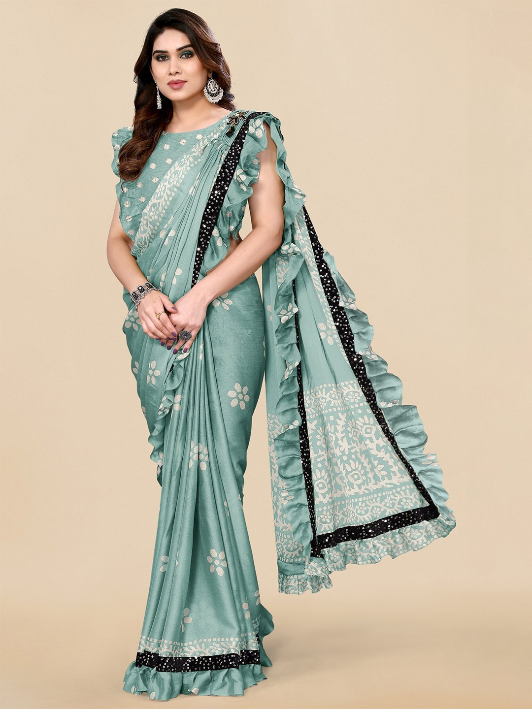 

MIRCHI FASHION Batik Printed Saree, Teal