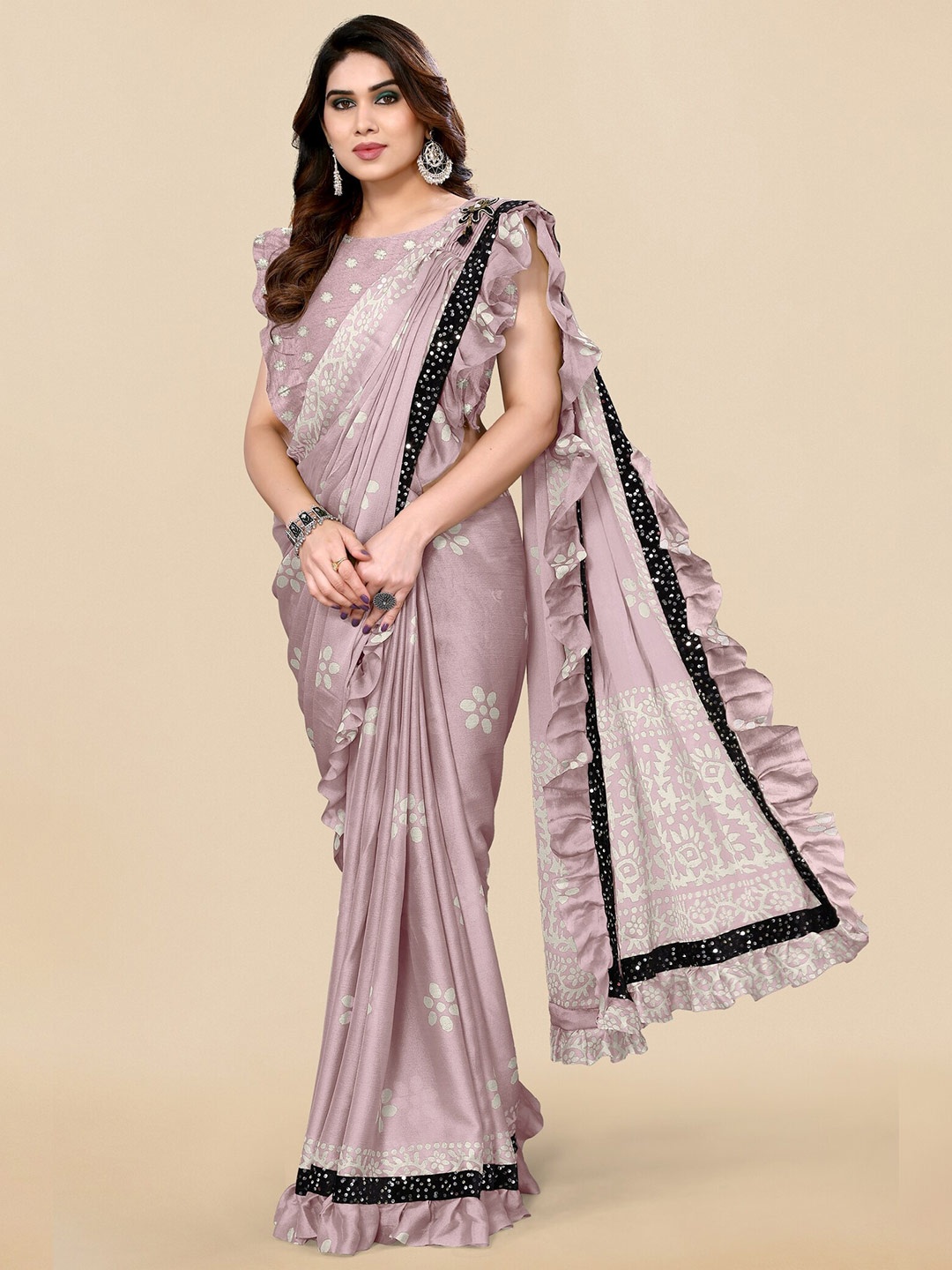 

MIRCHI FASHION Batik Printed Saree, Pink