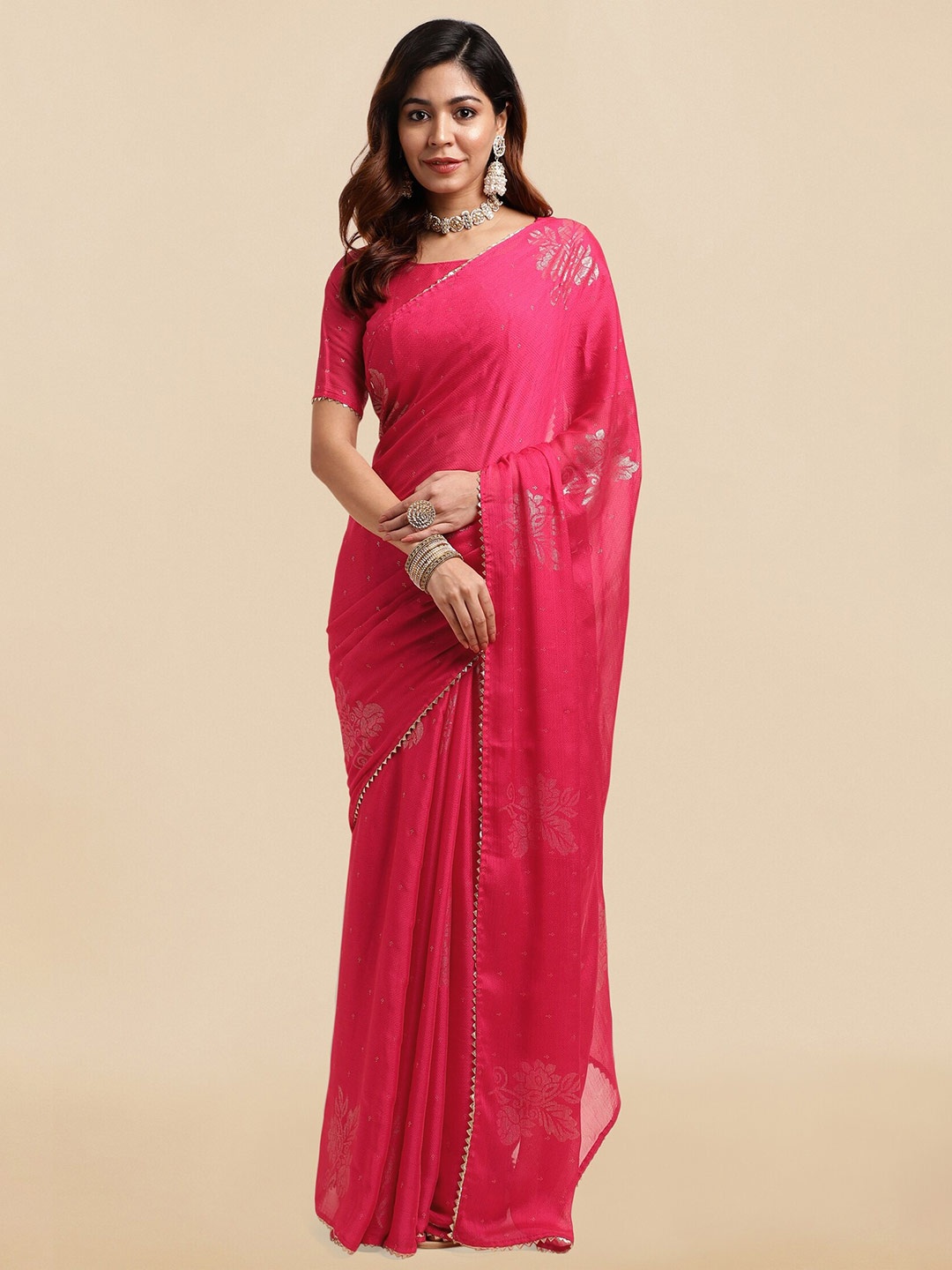 

MIRCHI FASHION Ethnic Motifs Printed Saree, Pink