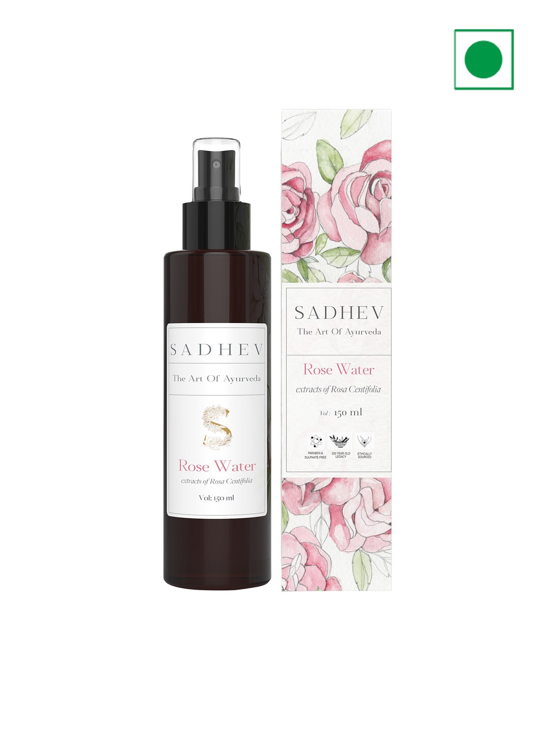 

SADHEV Natural Rose Water - 150ml, Transparent