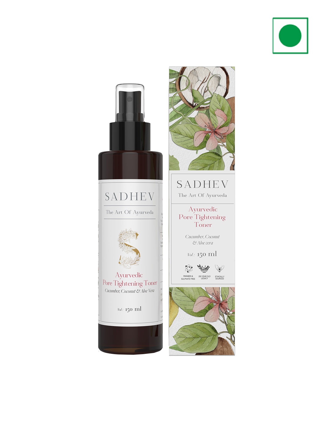 

SADHEV Ayurvedic Pore Tightening Toner - 150ml, Transparent