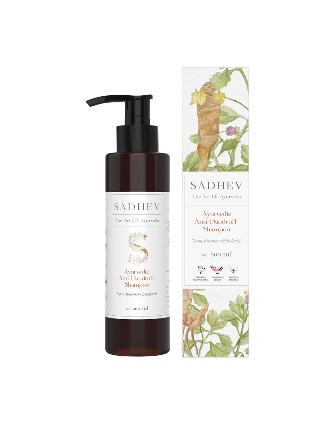 

SADHEV Ayurvedic Anti-Dandruff Shampoo with Neem & Rosemary - 200ml, White