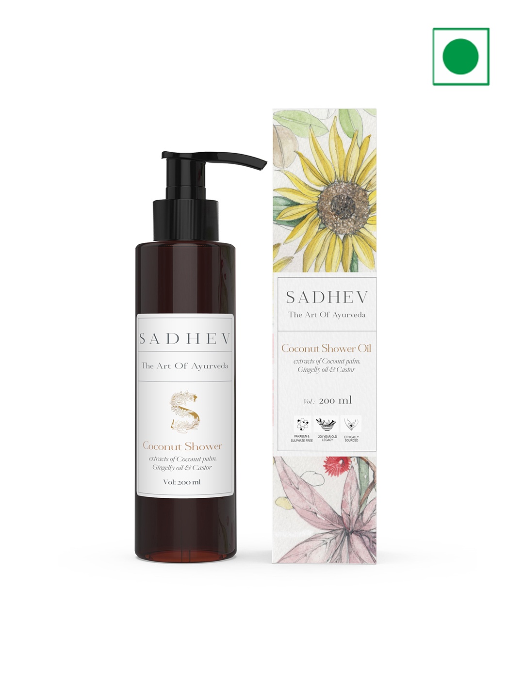 

SADHEV The Art Of Ayurveda Coconut Shower Oil - 200ml, Gold