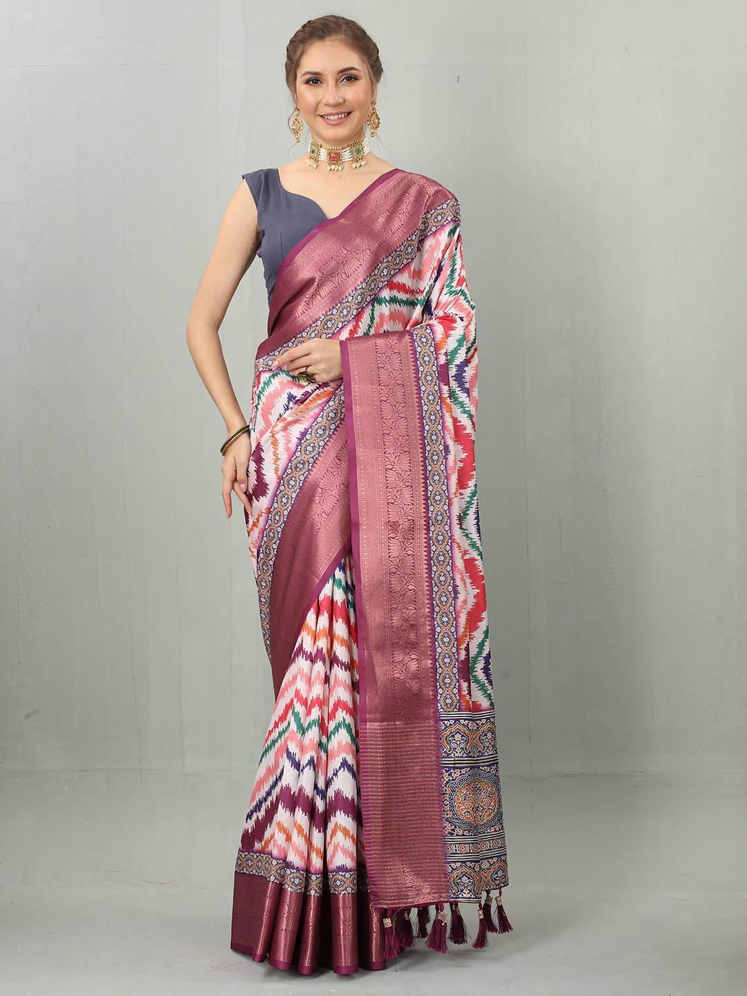 

YAVIRA SILK Ethnic Motifs Woven Design Zari Banarasi Saree, Pink