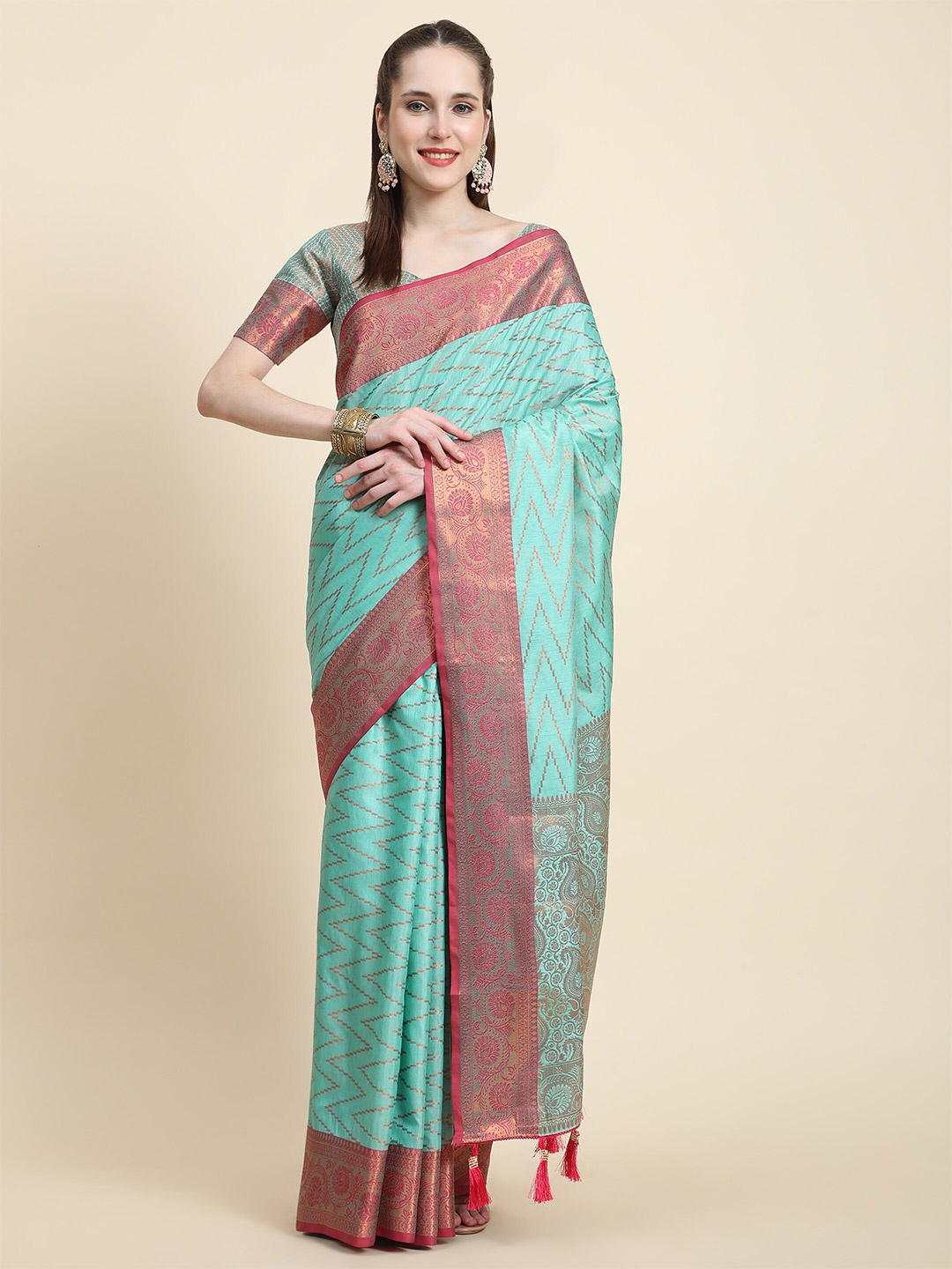 

YAVIRA SILK Woven Design Zari Banarasi Saree, Blue