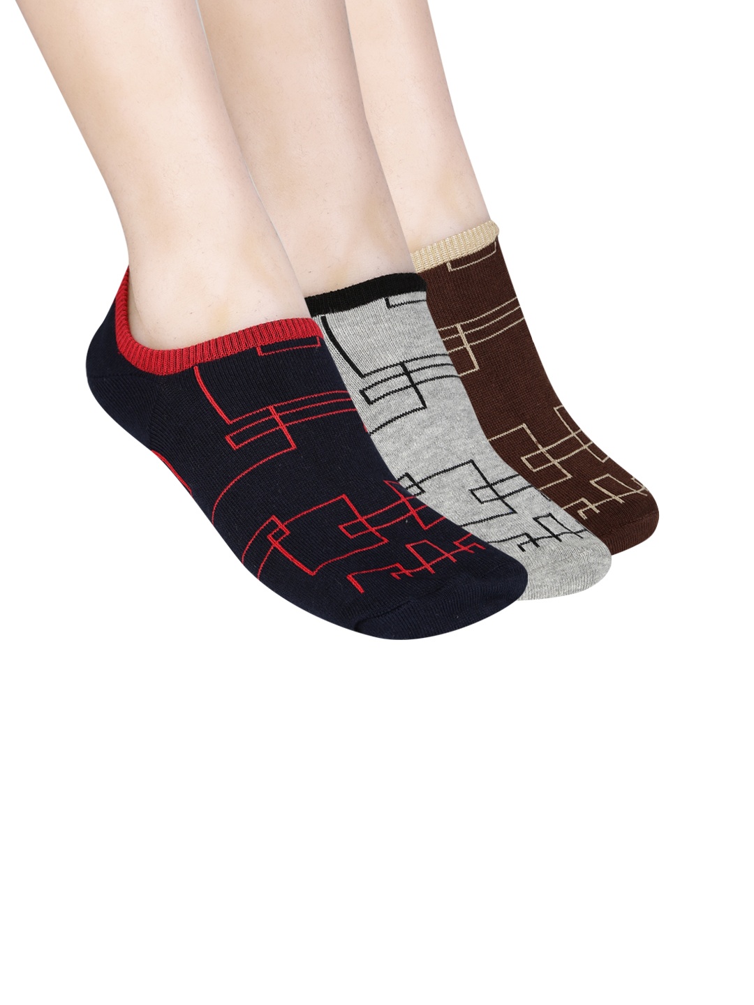 

Mast & Harbour Men Pack of 3 Patterned Shoe Liners, Navy blue