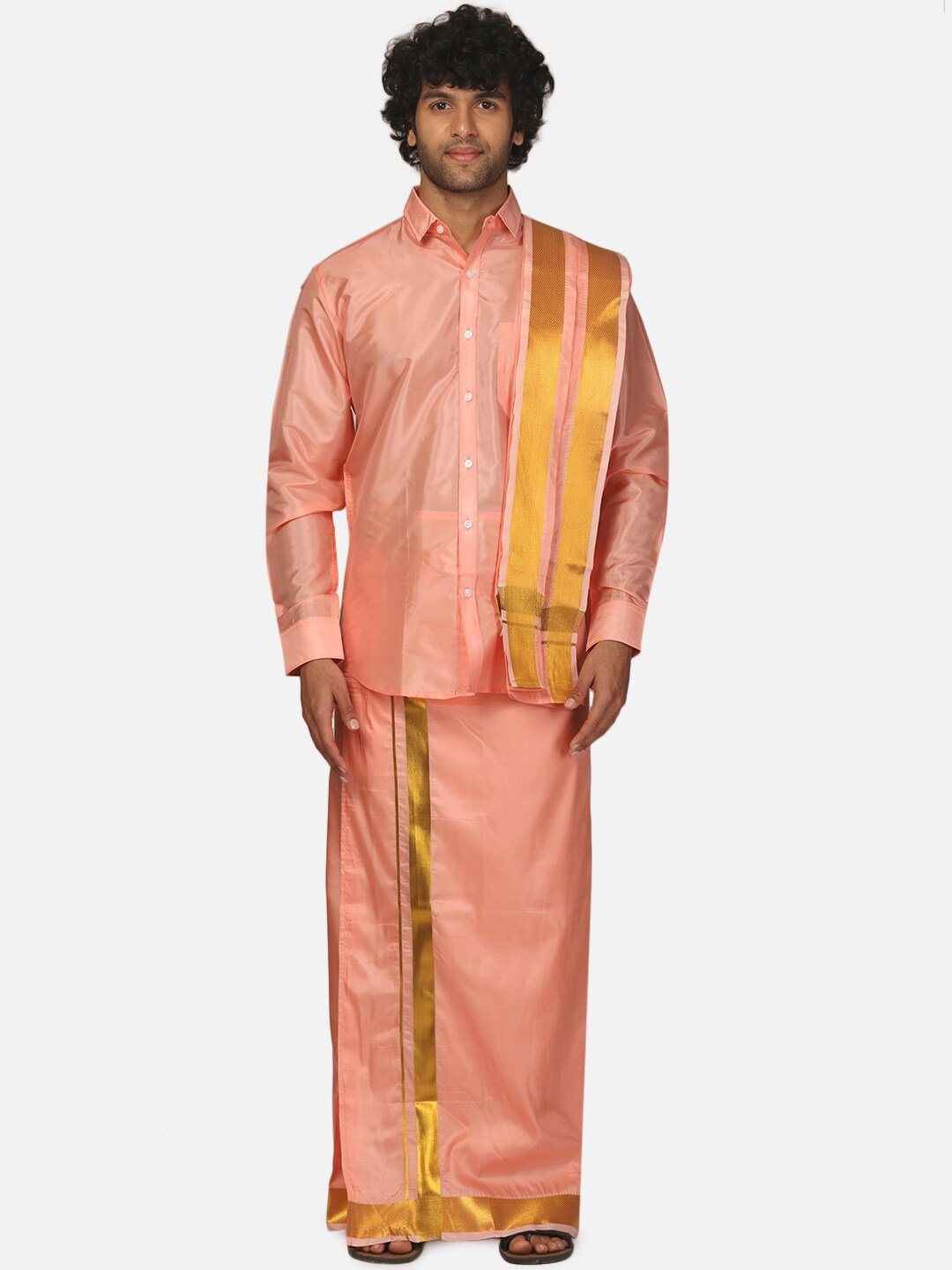 

Sethukrishna Shirt Collar Shirt & Veshti, Peach