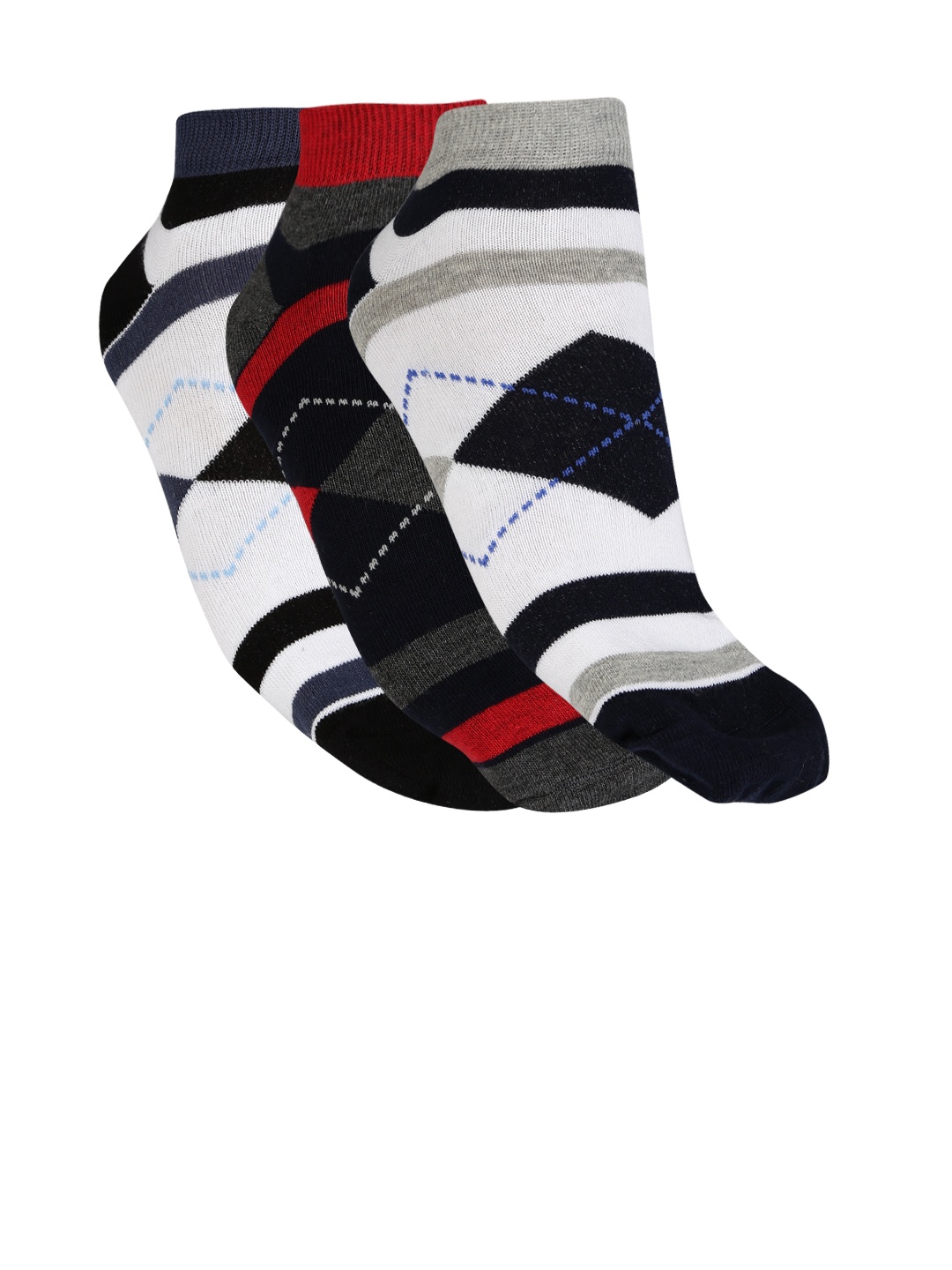 

Mast & Harbour Men Pack of 3 Patterned Ankle-Length Socks, White