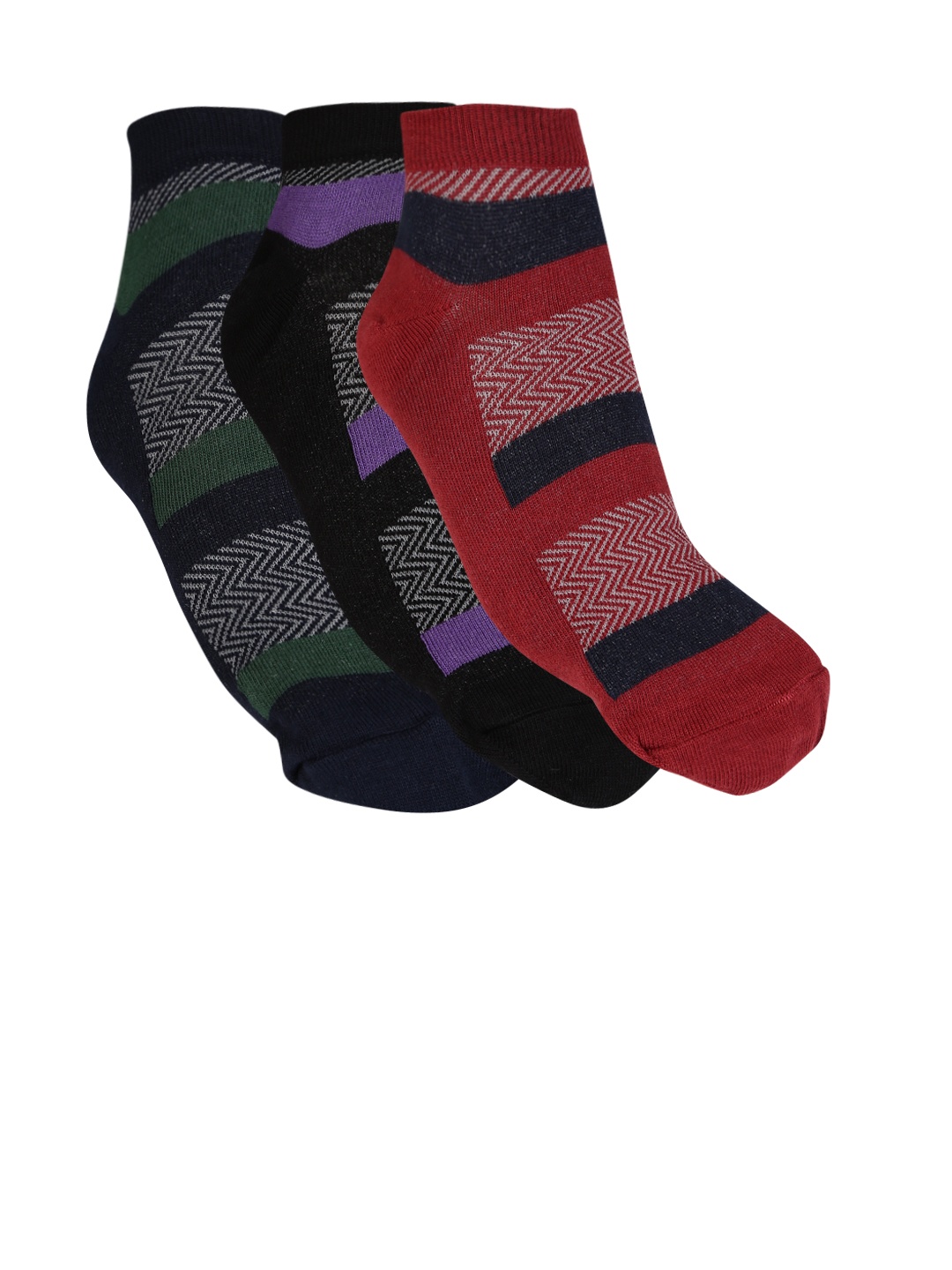 

Mast & Harbour Men Pack of 3 Patterned Ankle-Length Socks, Navy blue
