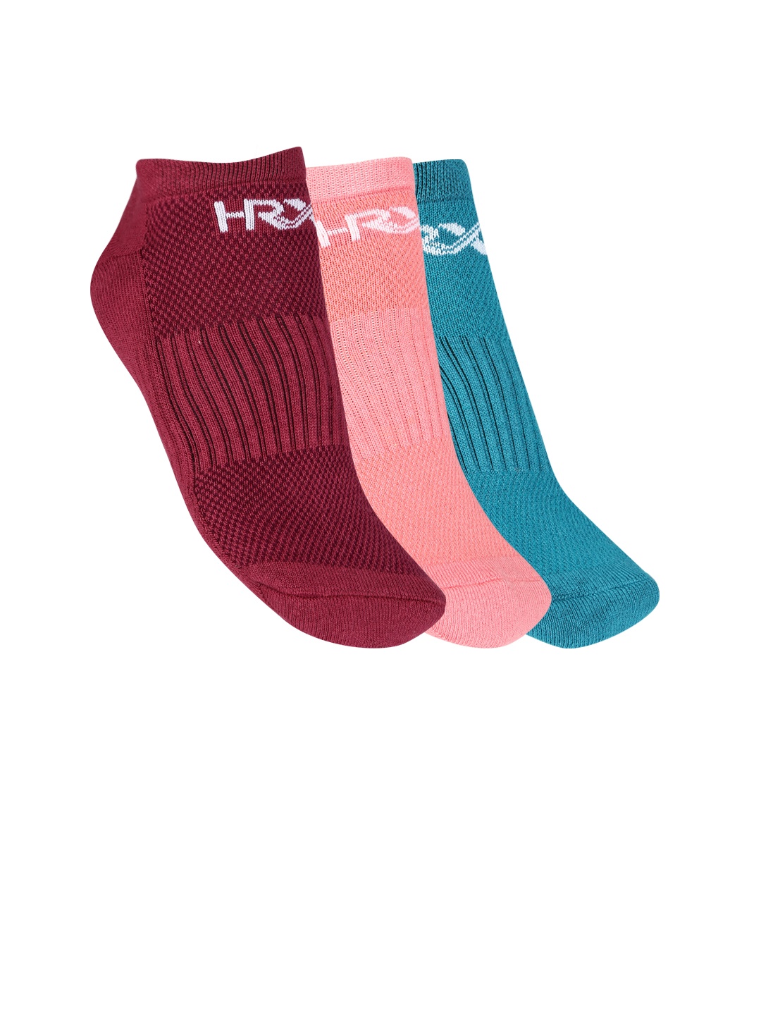 

HRX by Hrithik Roshan Women Ankle length Pack of 3 Rapid Dry Socks, Burgundy