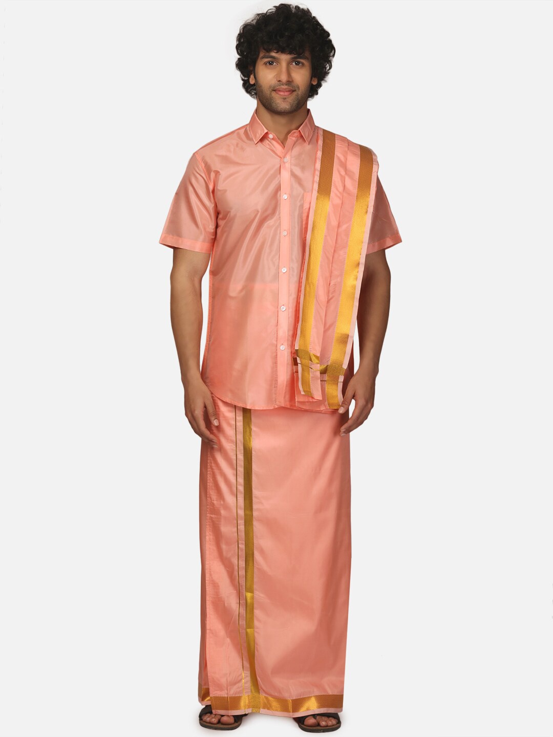 

Sethukrishna Shirt & Veshti Clothing Set, Peach