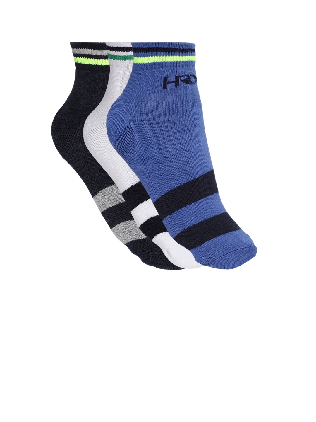 

HRX by Hrithik Roshan Men Quarter length Pack of 3 Socks, Blue