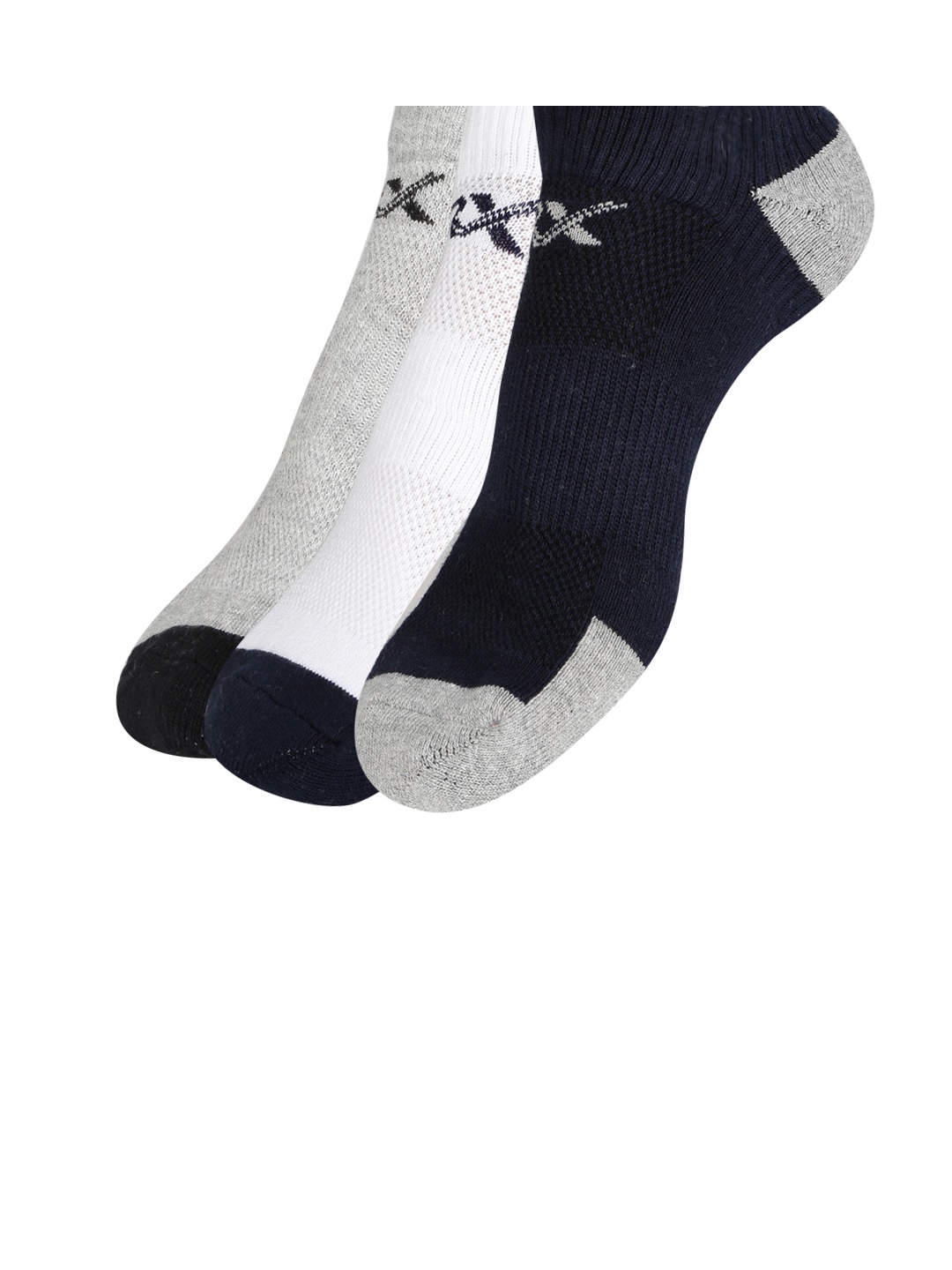 

HRX by Hrithik Roshan Men Quarter length Pack of 3 Terry Socks, Grey melange
