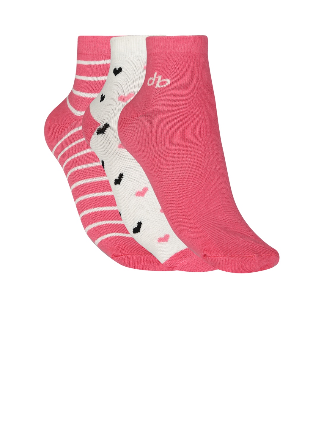 

DressBerry Women Set of 3 Ankle-Length Socks, Pink