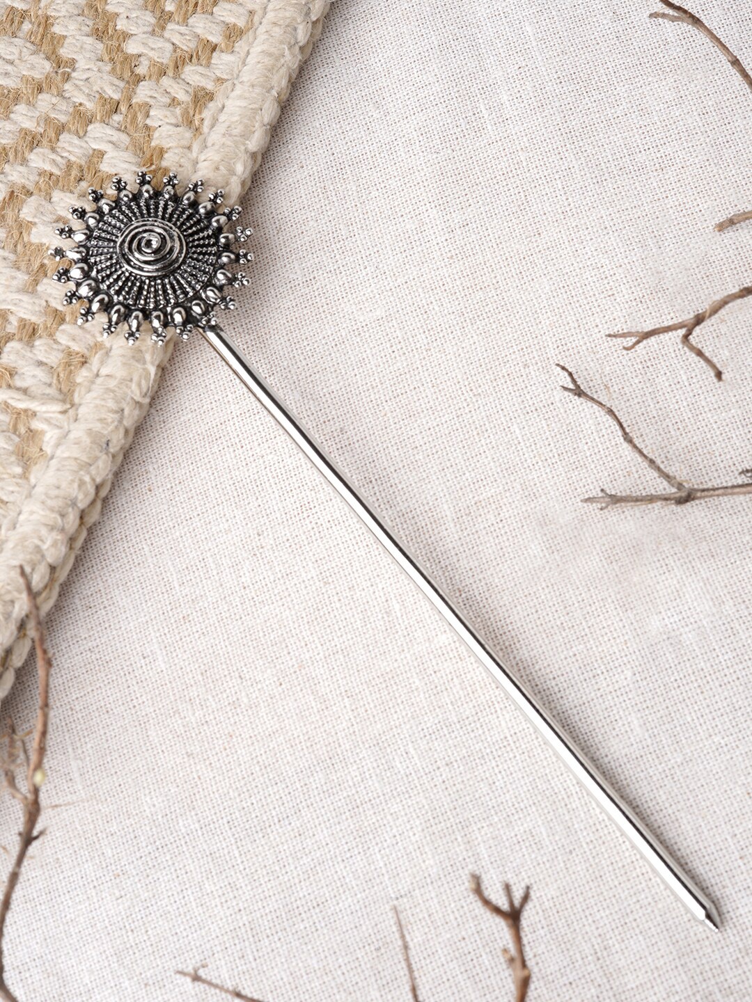 

TEEJH Beena Oxidised Juda Hairstick, Silver