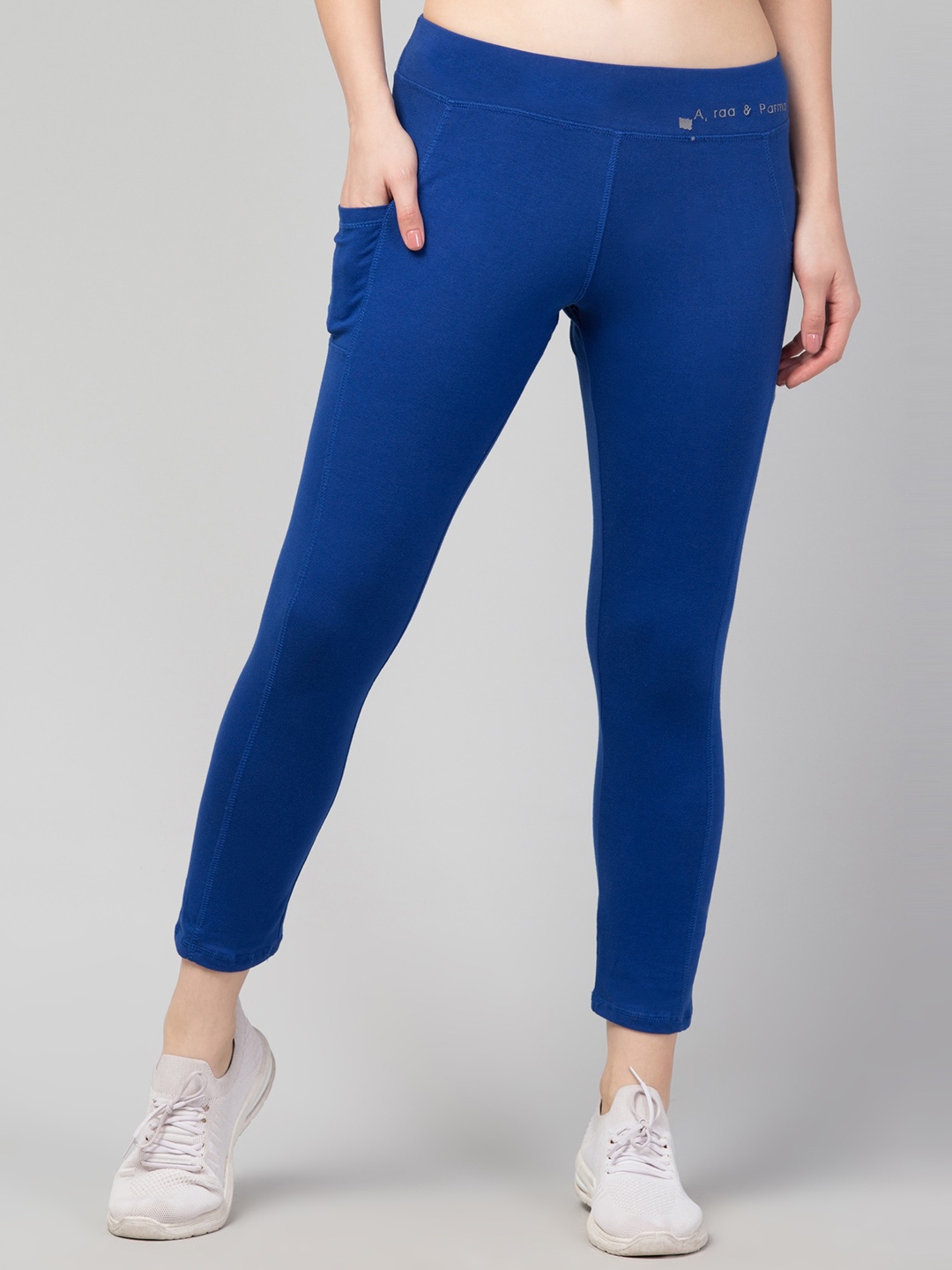 

Apraa & Parma Women Cropped High-Rise Slim-Fit Tights, Blue