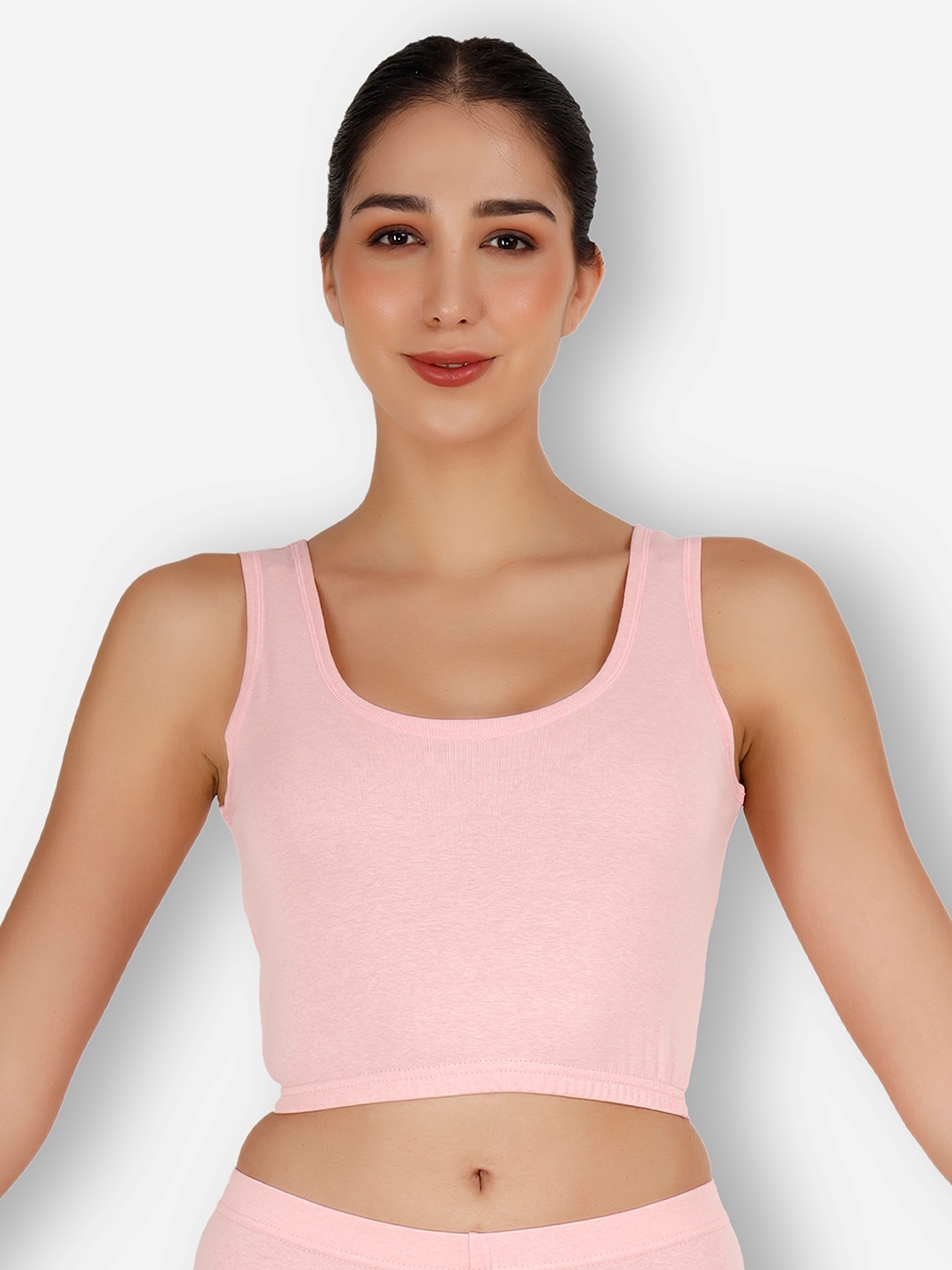 

SELFCARE Round Neck Sleeveless Cropped Thermal Top, Pink