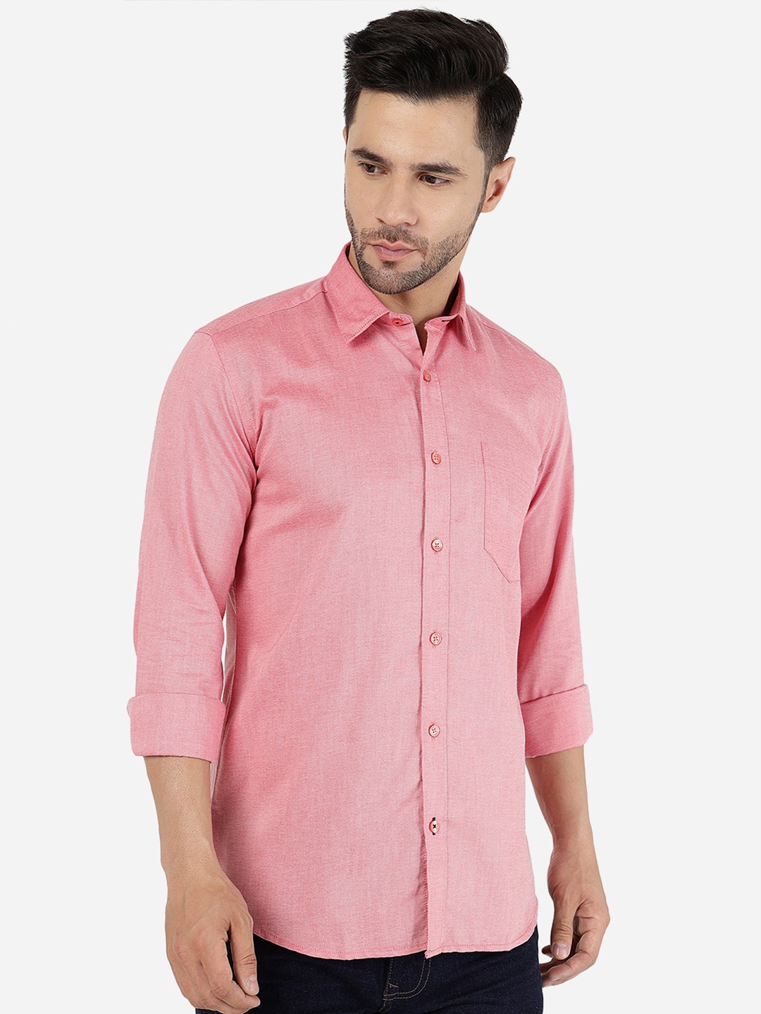 

Greenfibre Spread Collar Pure Cotton Casual Shirt, Pink
