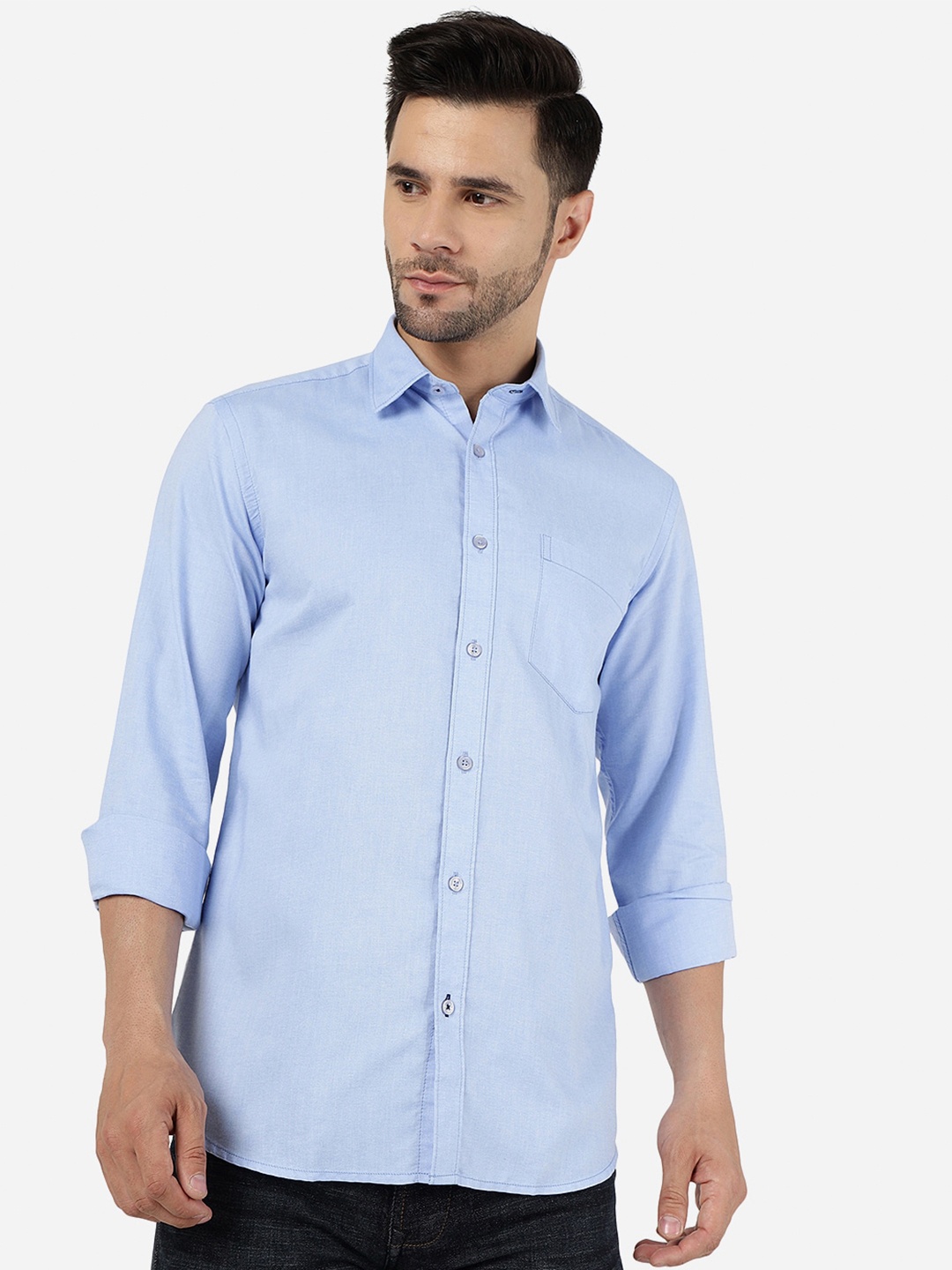 

Greenfibre Spread Collar Pure Cotton Shirt, Blue