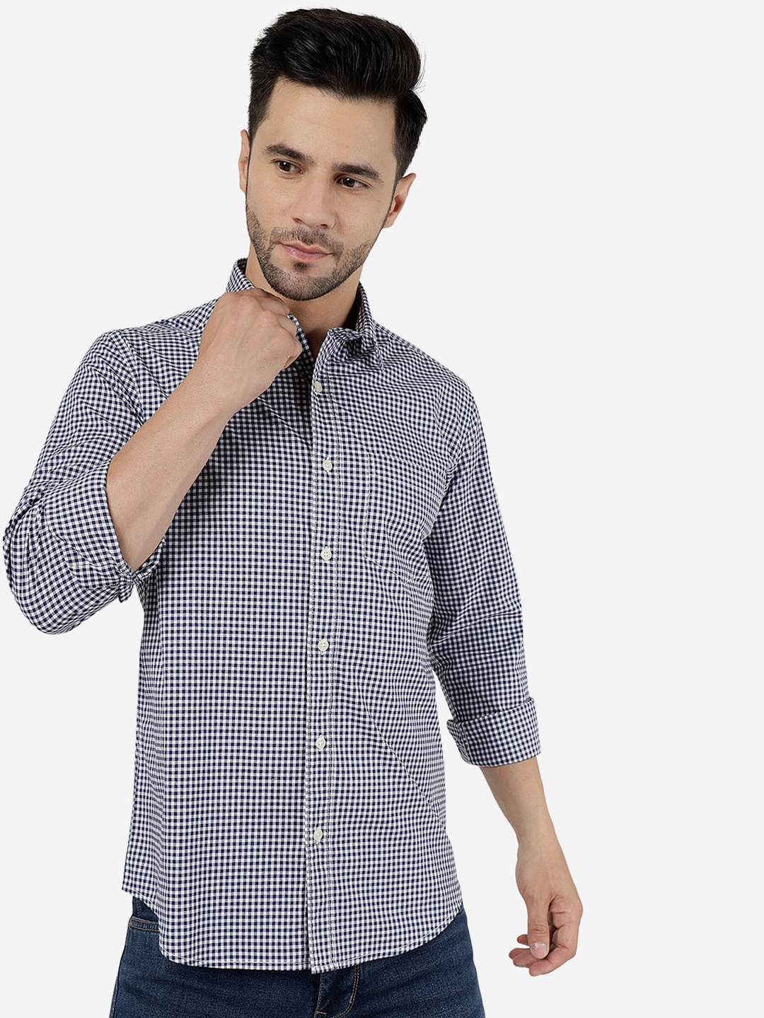 

Greenfibre Checked Pure Cotton Casual Shirt, Blue