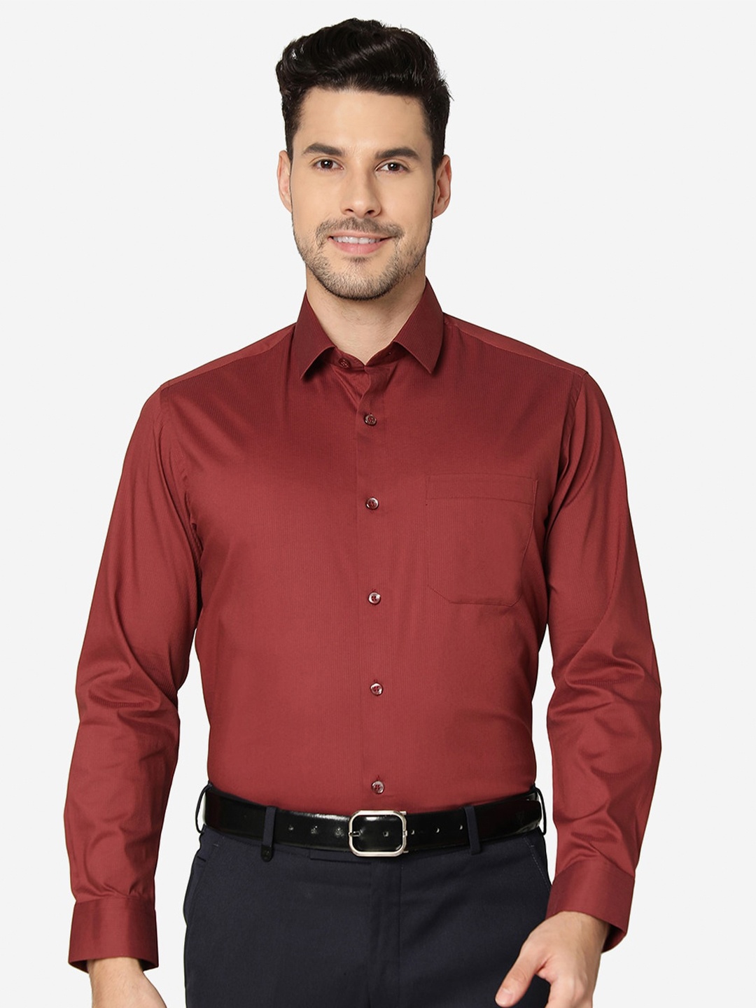 

Greenfibre Spread Collar Pure Cotton Formal Shirt, Maroon