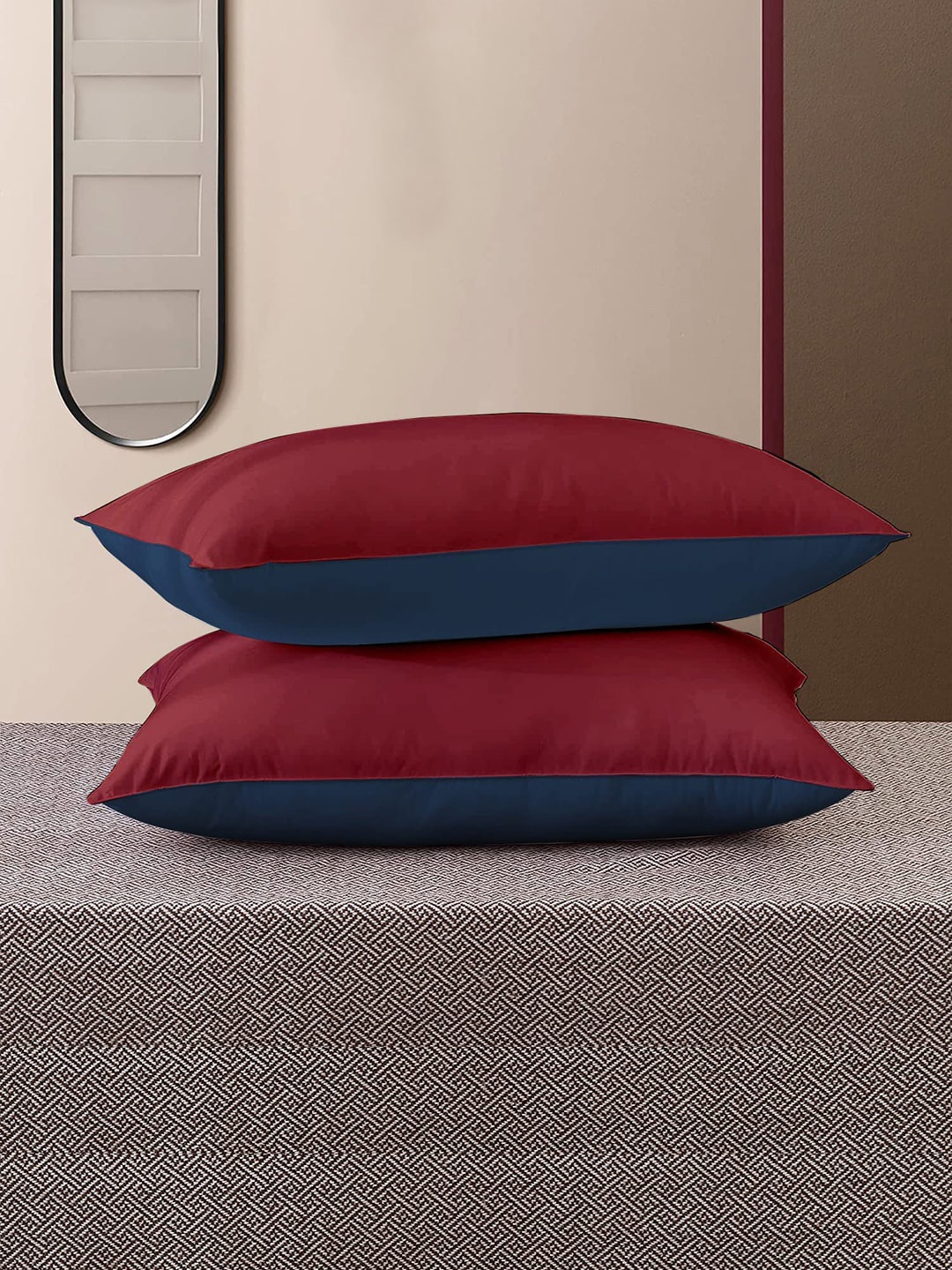 

Cloth Fusion Maroon & Navy Blue 2-Pieces Microfiber Sleep Pillows