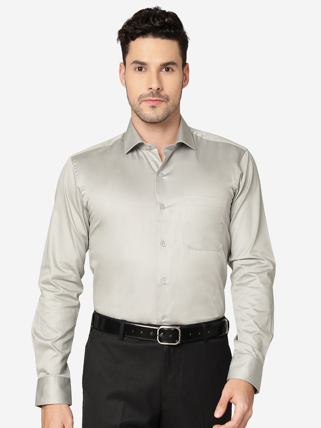 

METAL Slim Fit Cotton Formal Shirt, Grey