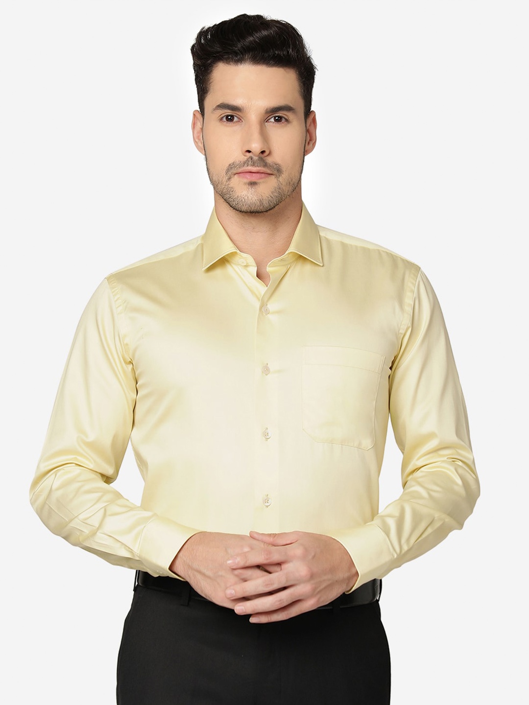 

METAL Slim Fit Cotton Formal Shirt, Yellow