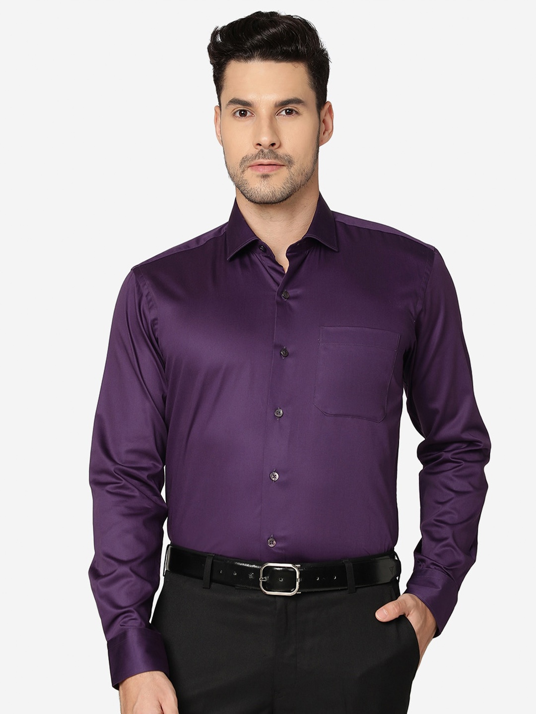 

METAL Slim Fit Cotton Formal Shirt, Purple